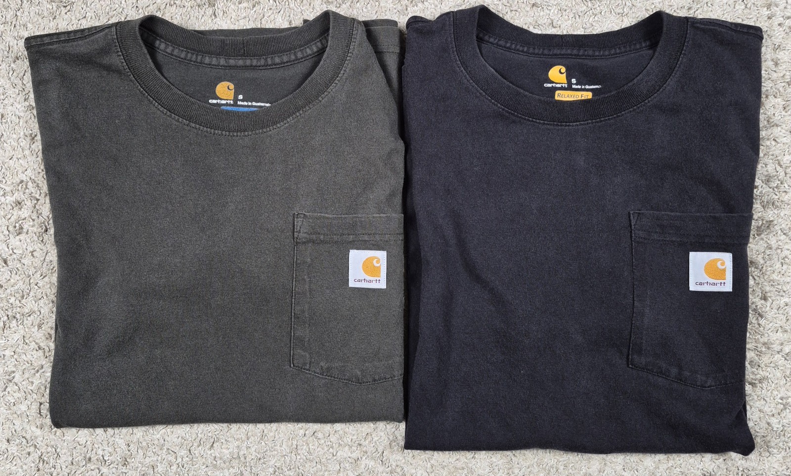 Lot Of 2 Carhartt Relaxed Fit Mens Pocket Tshirts Small Gray Black Short Sleeve