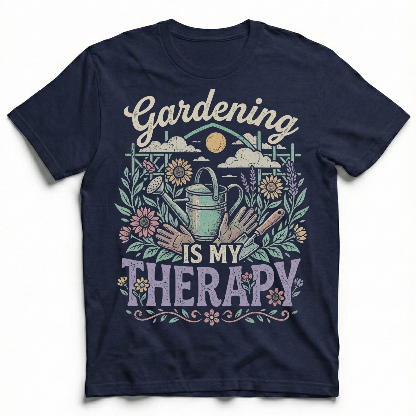 Gardening is My Therapy T-Shirt Floral Gardener Tee
