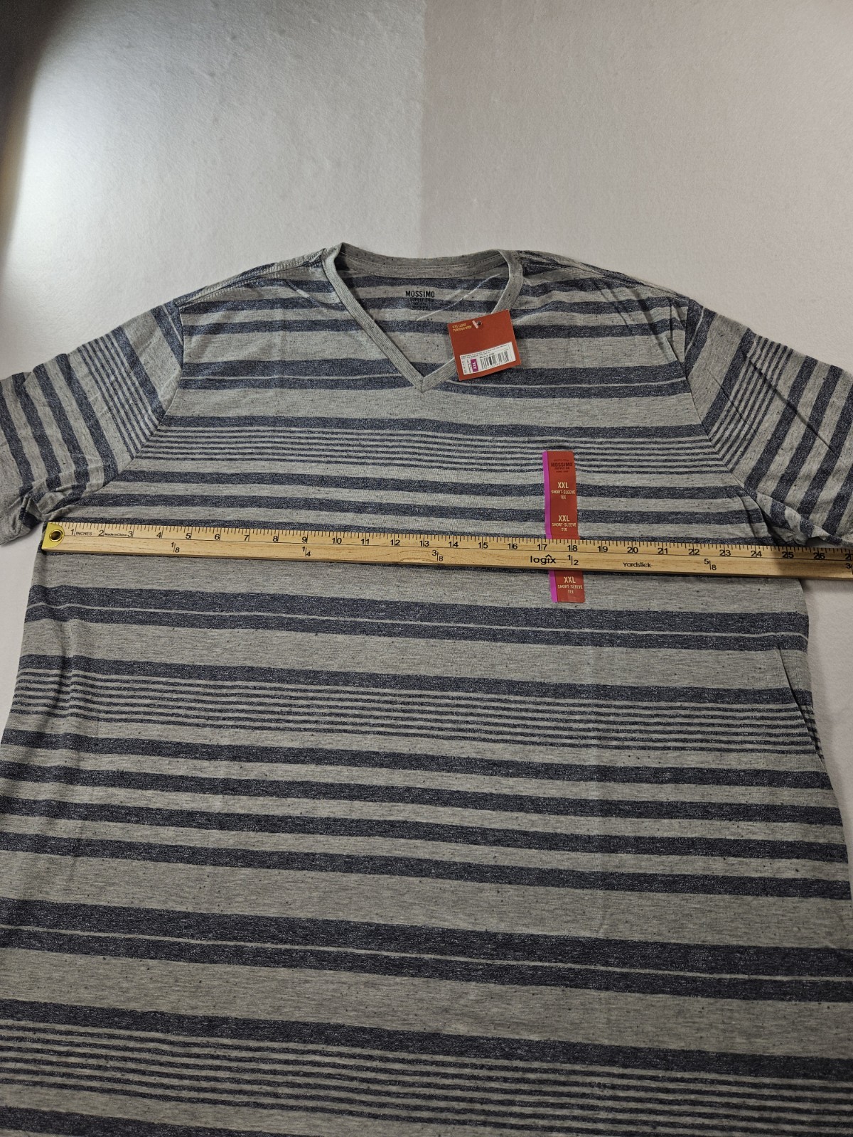 Mossimo Supply Co. Men’s Navy & Gray Striped V-Neck T-Shirt Size XXL