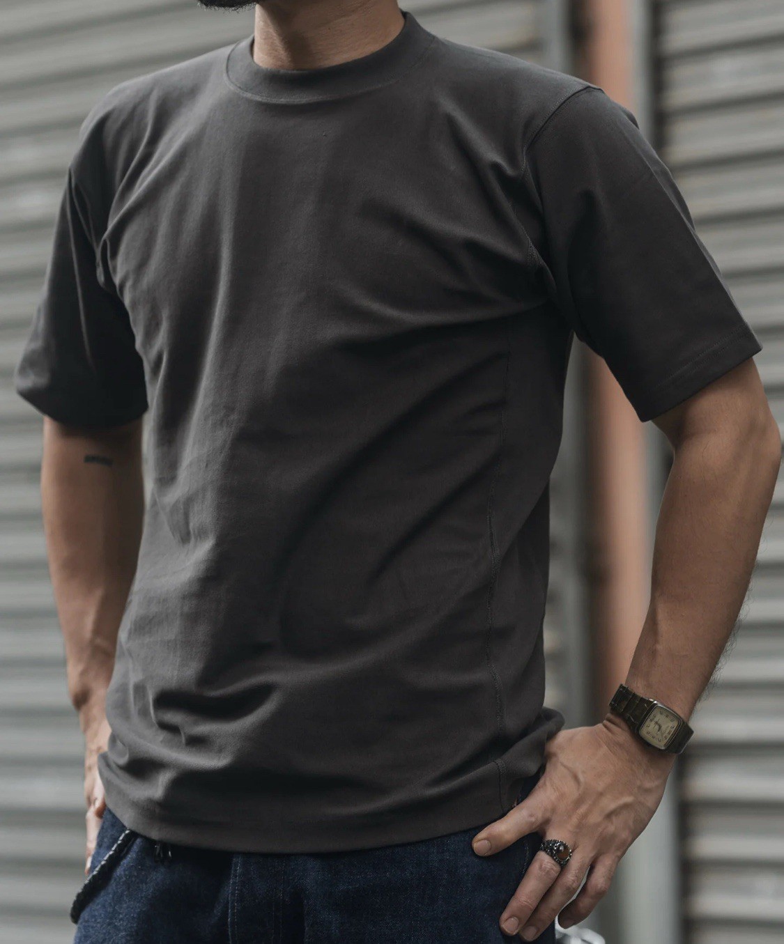 10.6 oz Reverse Weave T-Shirt – Dark Gray Bronson Mfg. Co. M🇺🇸USA SHIP