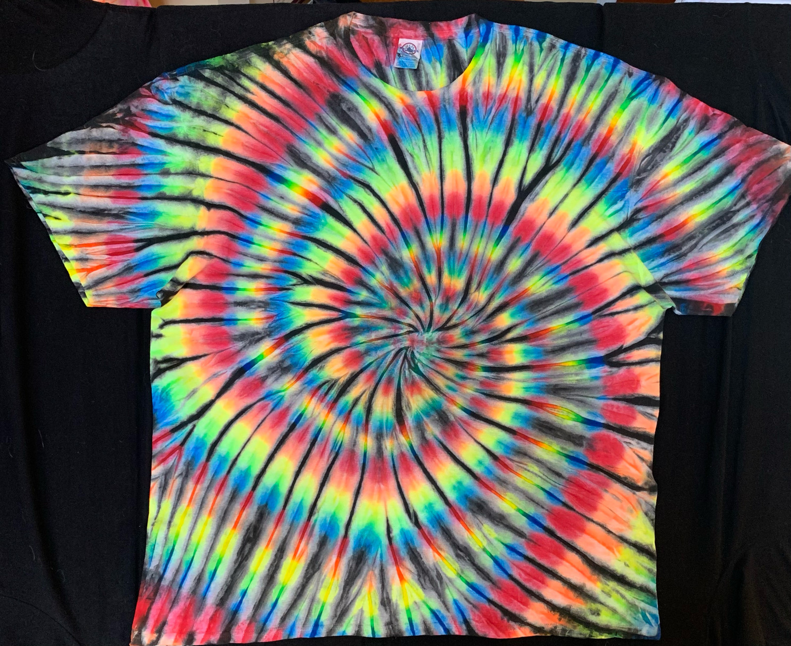 *New* 2XL – Sm Handmade Tie Dye, Black Magic Bus (No pink) Crew or V-Neck