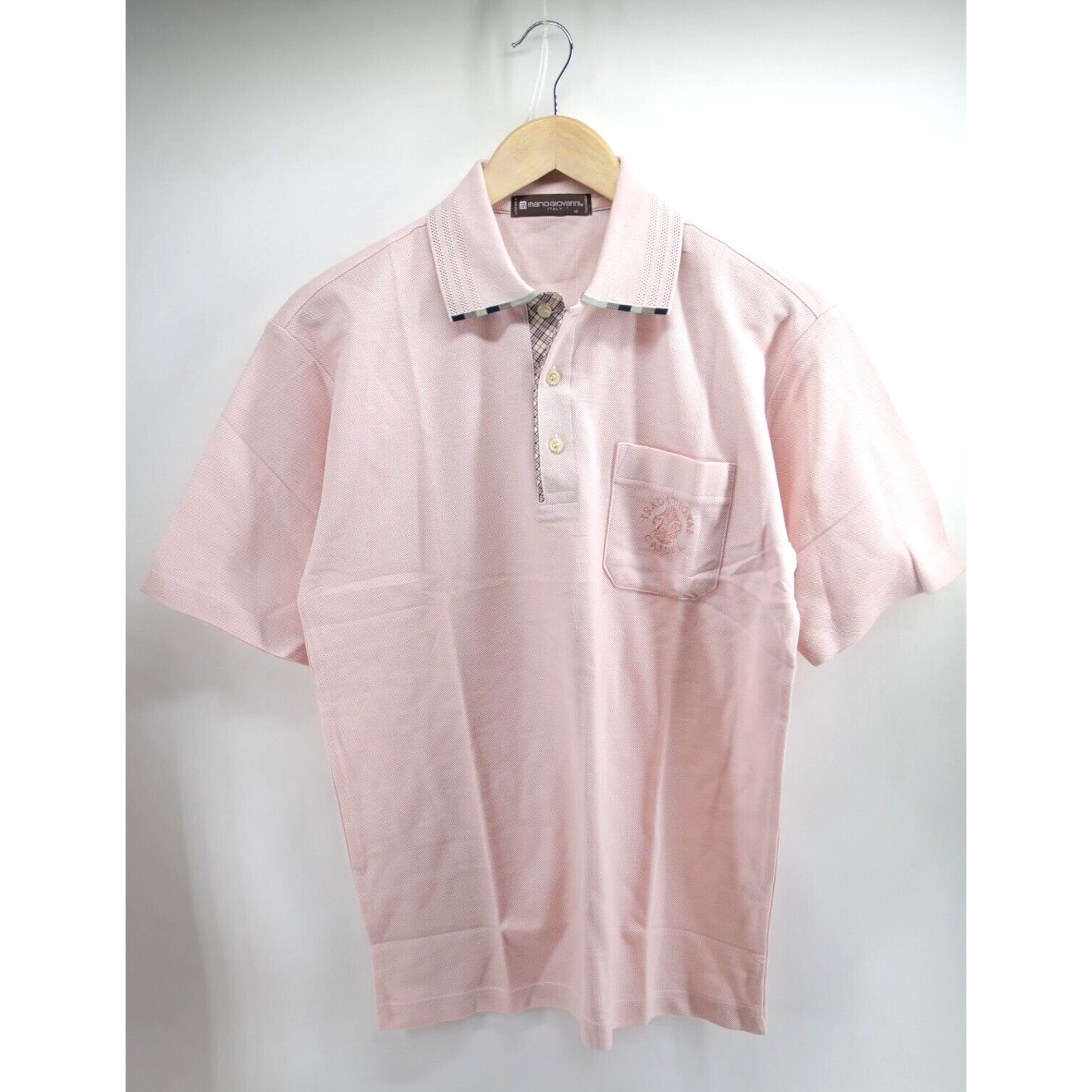 Vintage MARIO GIOVANNI Italy Short Sleeve Polo T-Shirt Pink M Made in Japan Rare