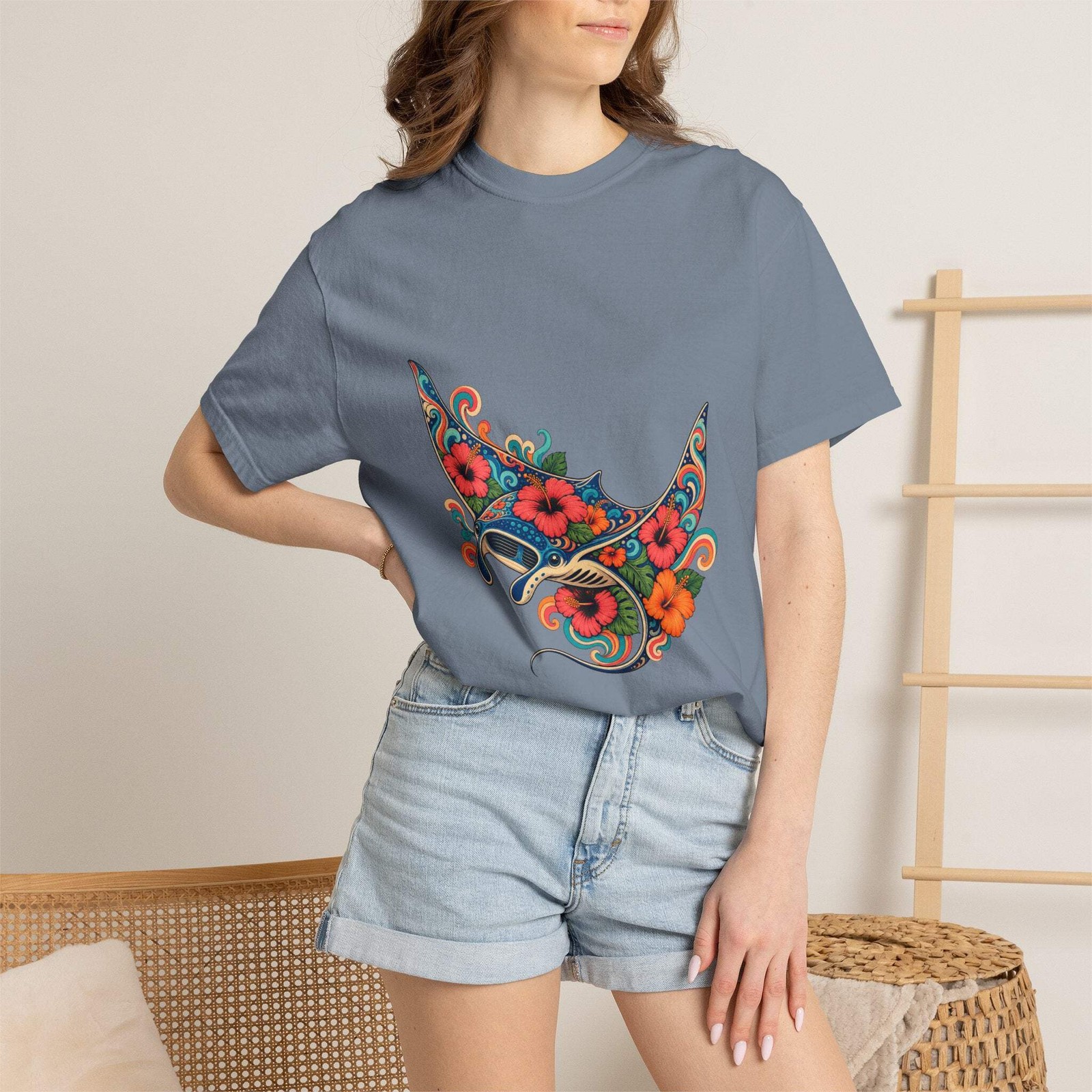 Psychedelic Hibiscus Manta Graphic Tee