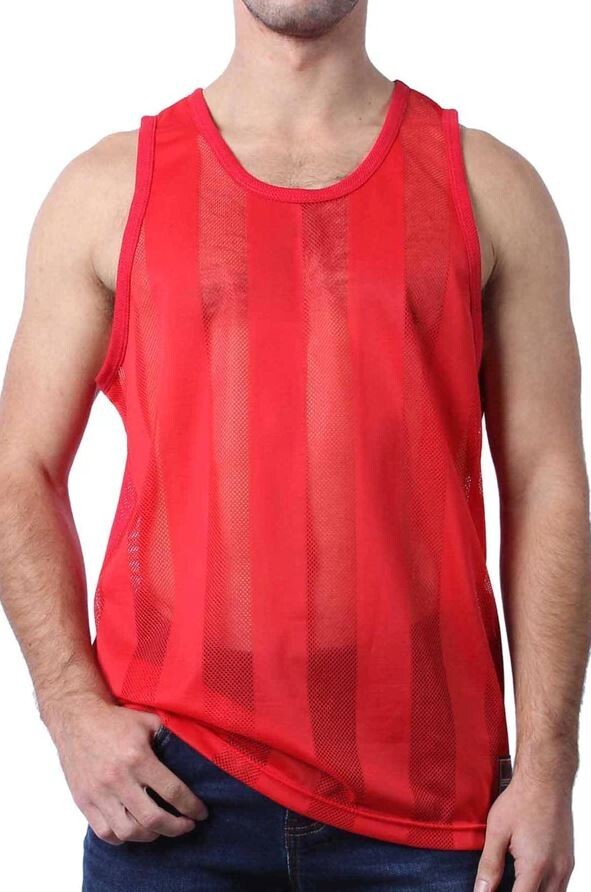 CELLBLOCK 13 TANK TOP, SIZE M, RED, 100% POLYESTER, MESH, FOR THE AUDAZ MEN