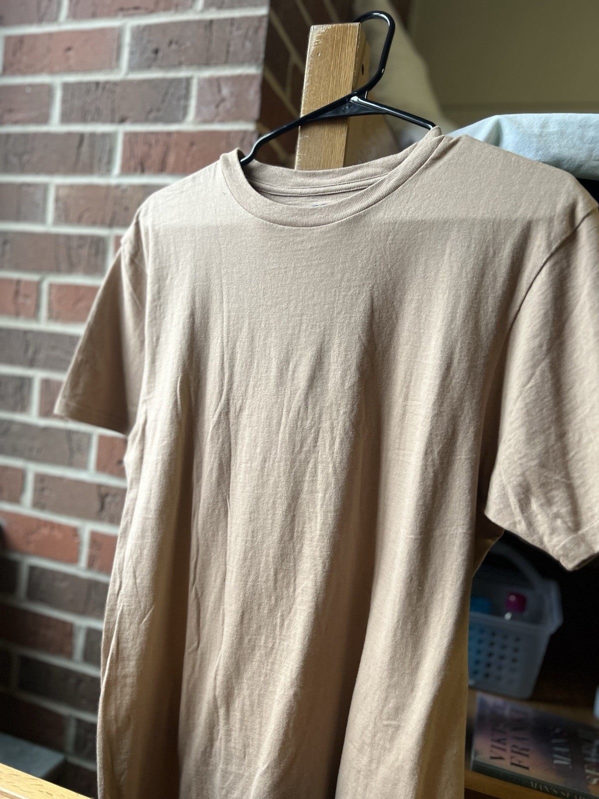 CSG Beige Cotton Crew Neck Men’s Short Sleeve T-Shirt Size M