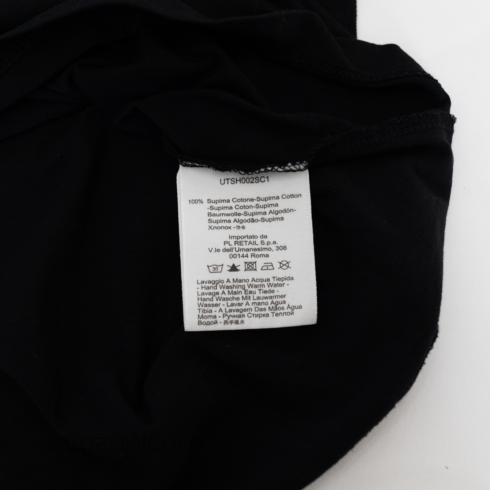 Set of 2 Supima Cotton 3XL Mens V-neck T-shirt Black Firenze Italian Classic Tee