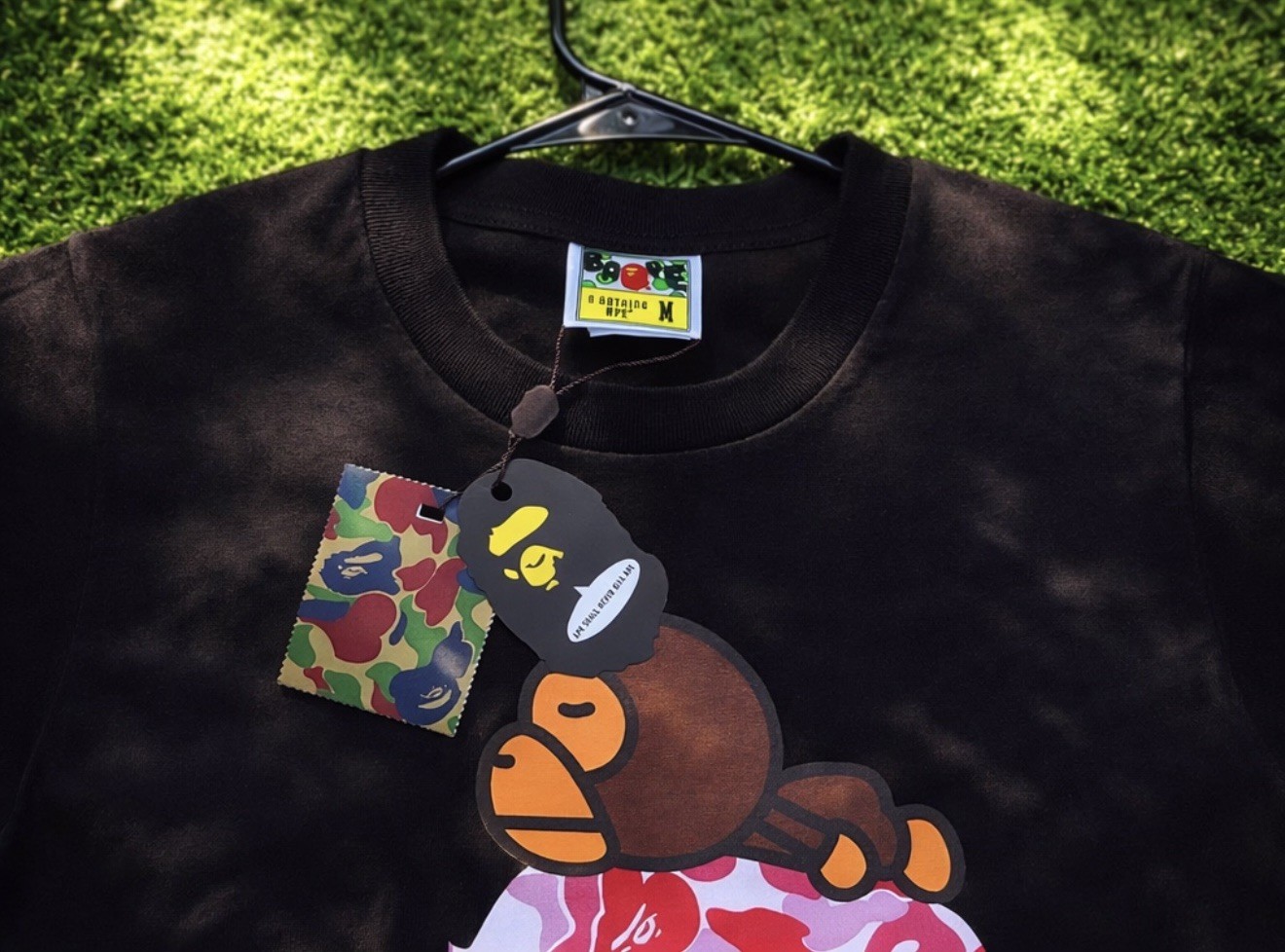 A Bathing Ape Baby Milo Black Camouflage Graphic Cotton Jersey Men’s T-Shirt M