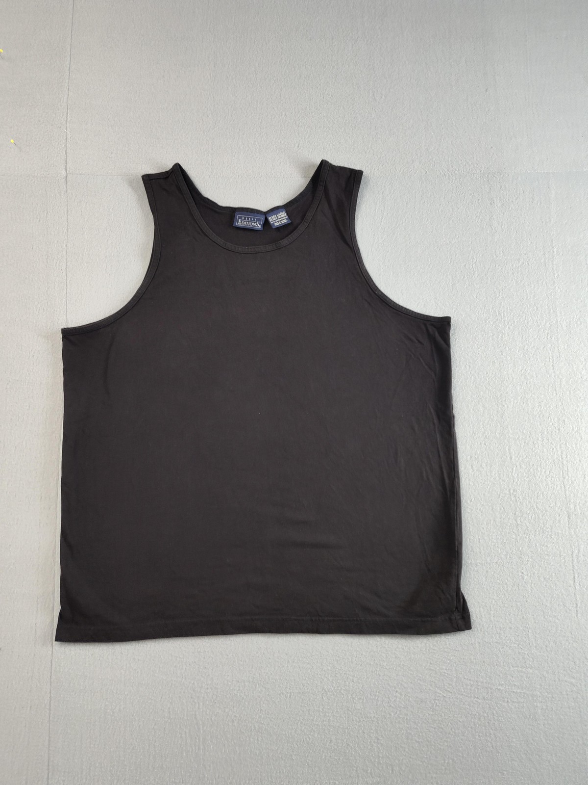 Basic Editions Tank Top Shirt Mens XL Black Sleeveless 100% Cotton Casual
