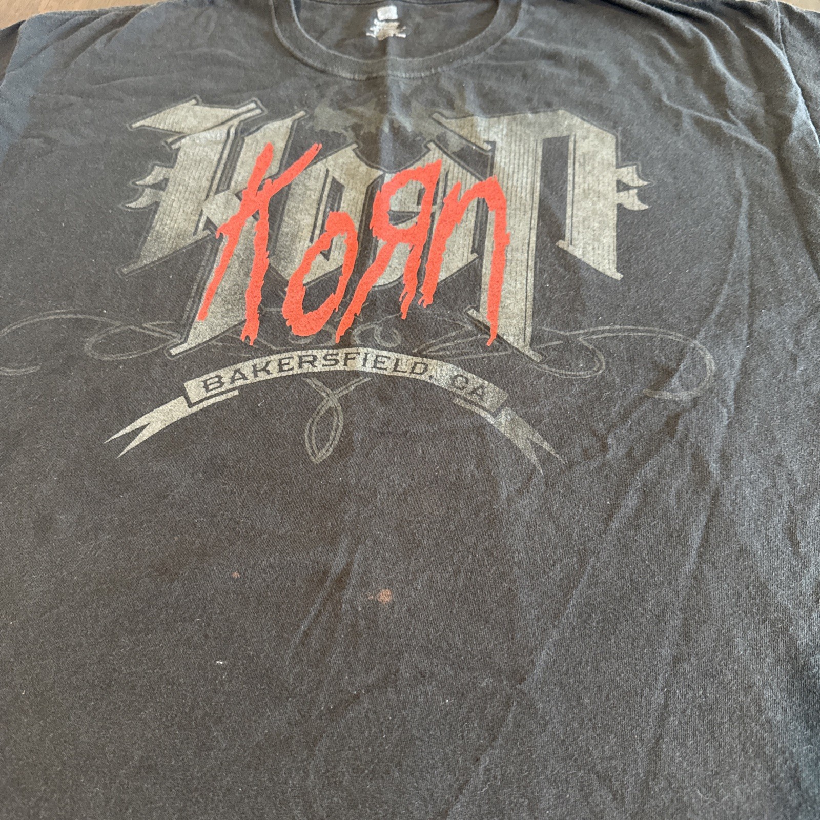 Vintage Y2K KORN Bakersfield, CA T-Shirt Tee Black 2000s Metal Band 2XL XXL