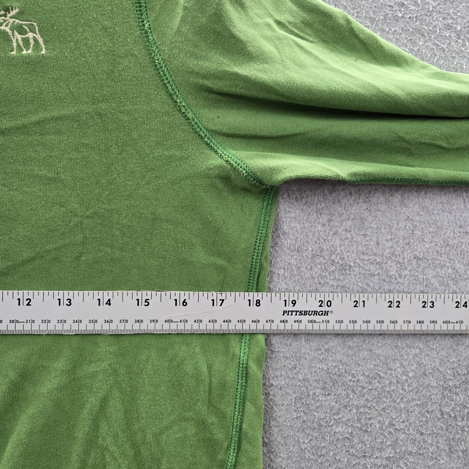 Abercrombie & Fitch Men Shirt S Green Embroidered Y2K Muscle Logo Long Sleeve