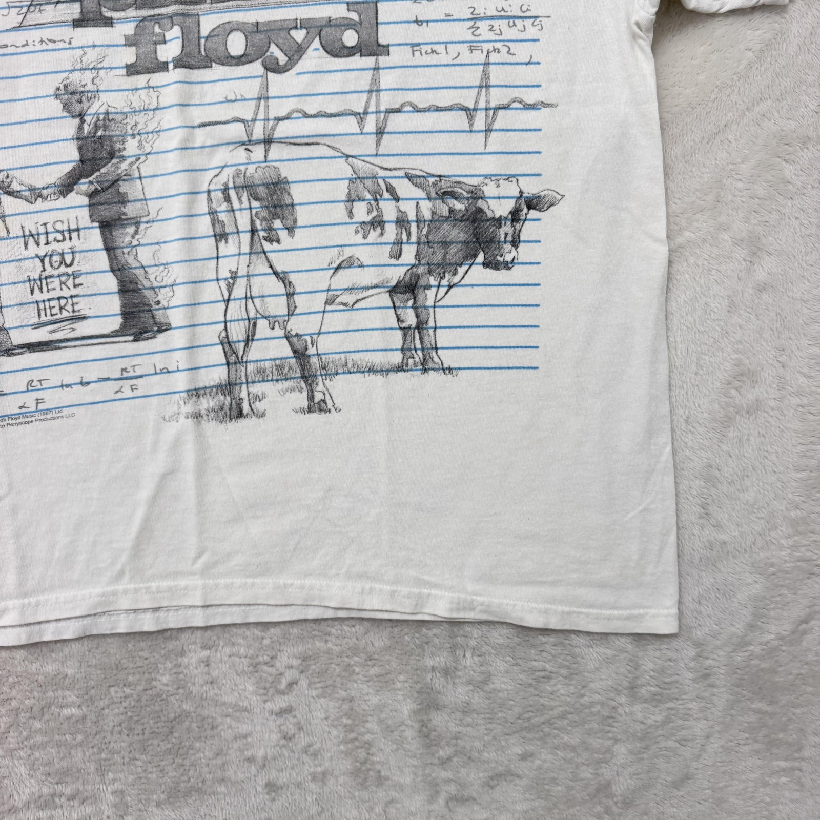 Pink Floyd Liquid Blue Shirt Mens XL White Notebook Art Graphic Rock Music