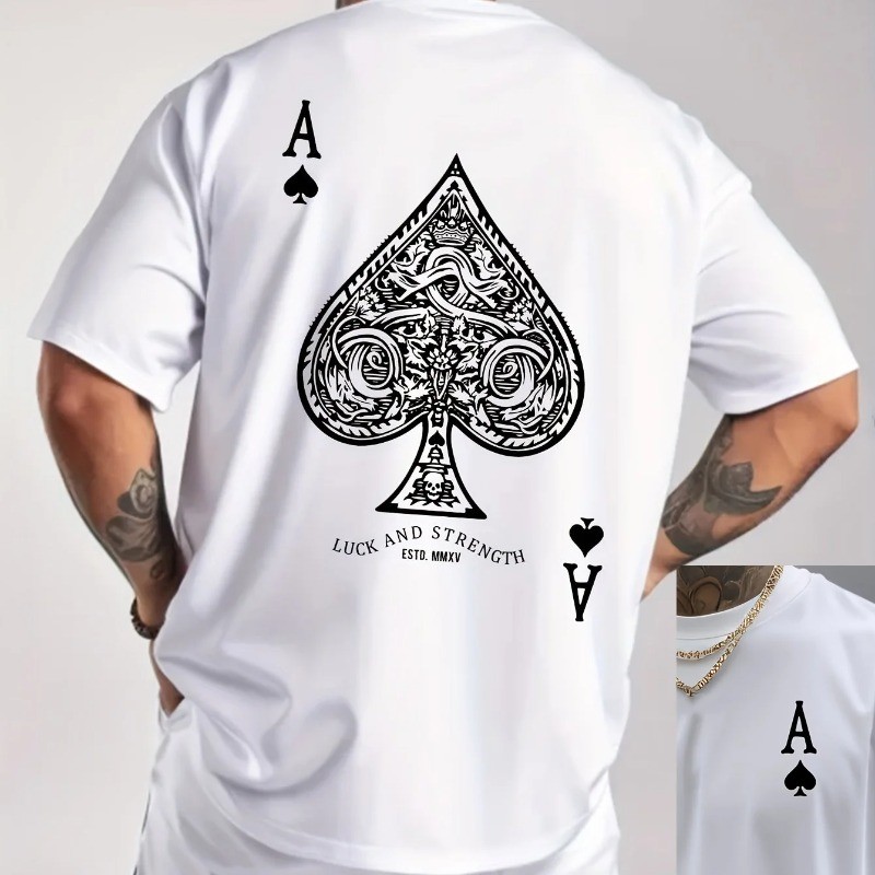 Summer Men’s 100% Pure Cotton Casual Sports Loose Oversized Retro Spade Printed