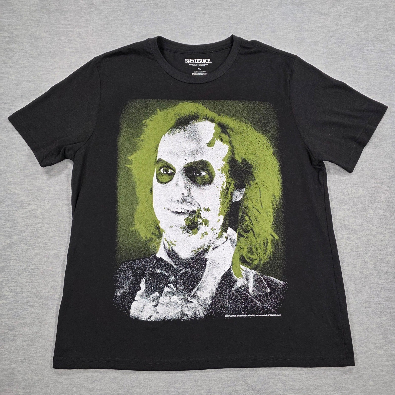 Beetlejuice Mens Graphic T-Shirt Black XL Ripple Junction Movie Tee Short Sleeve