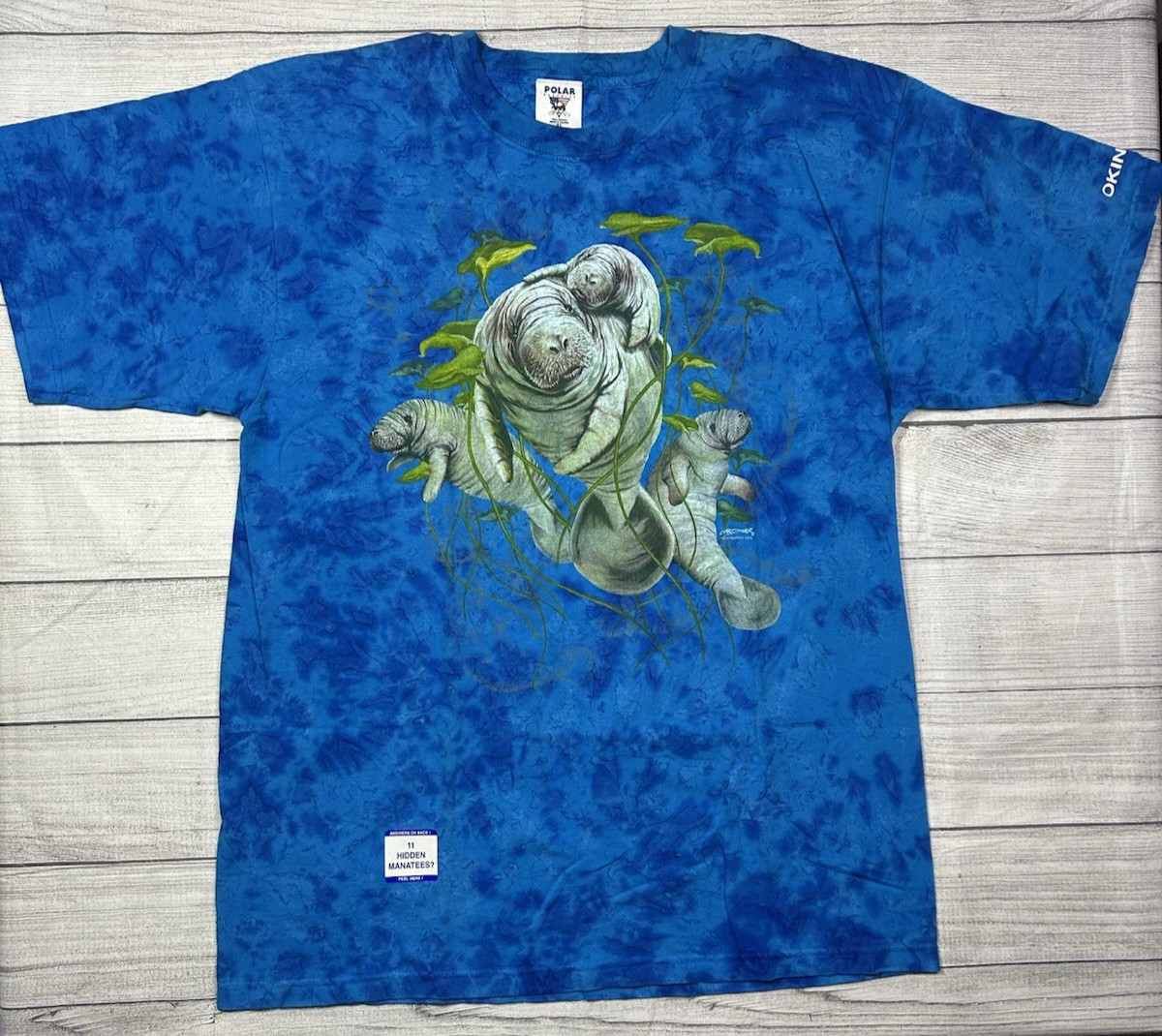 Polar Graphics Manatee T Shirt XL Blue All Over Print Okinawa Nature Graphic Tee