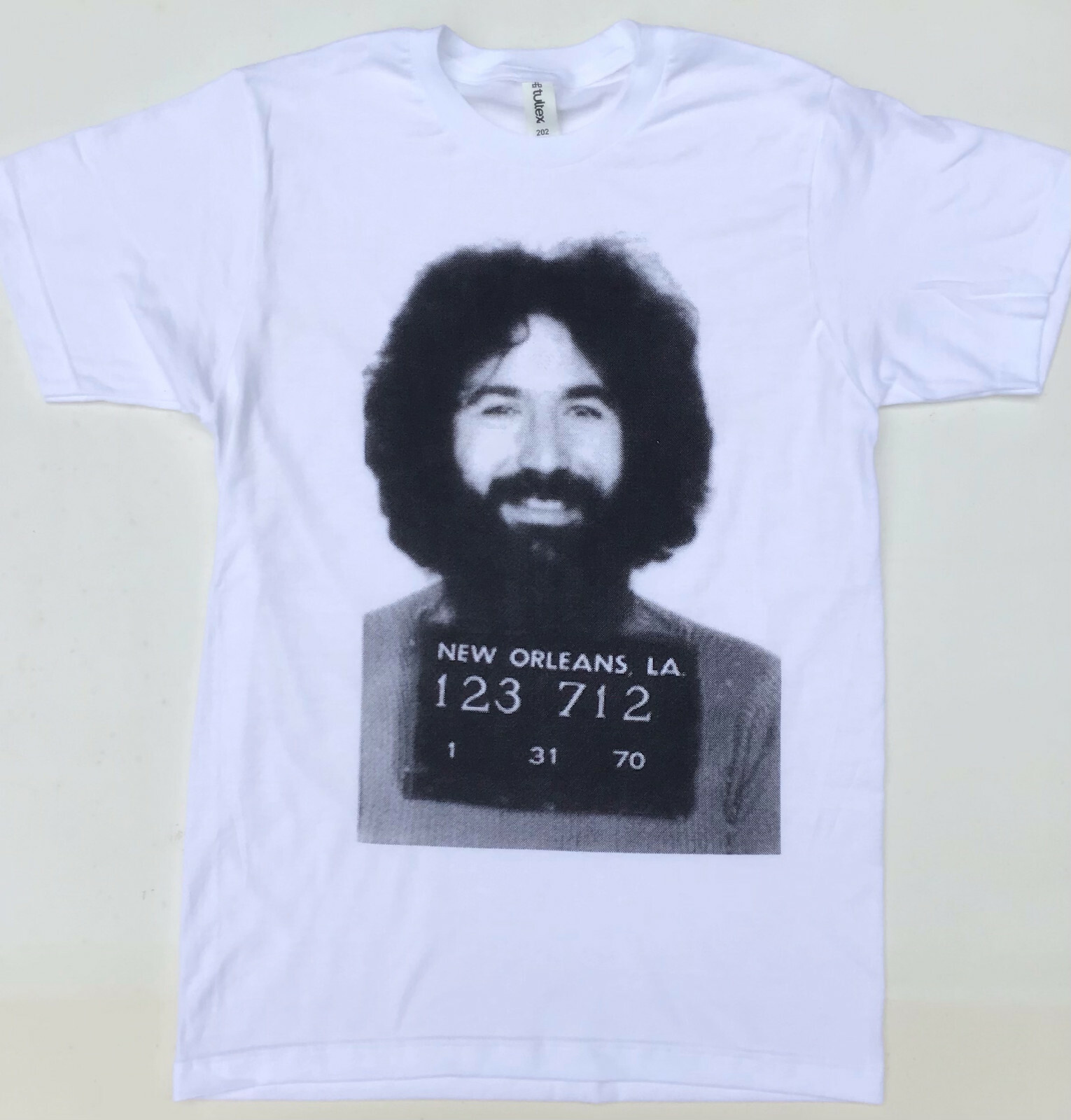 JERRY GARCIA MUGSHOT TEE $25 SIZES S-3XL FREE SHIP ROCK MUSIC OUTLAW NEW T-SHIRT