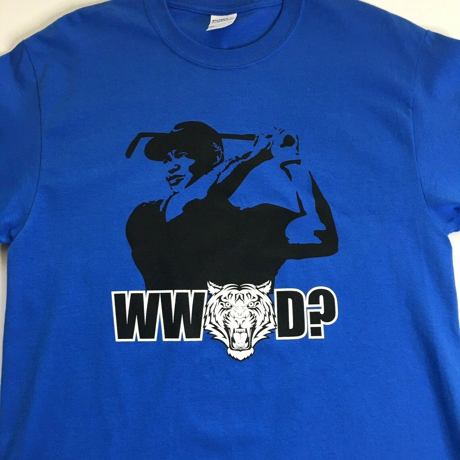 Mens WWTD? T-Shirt Blue Size M WHAT WOULD TIGER DO? Golf Tiger Woods NEW RARE