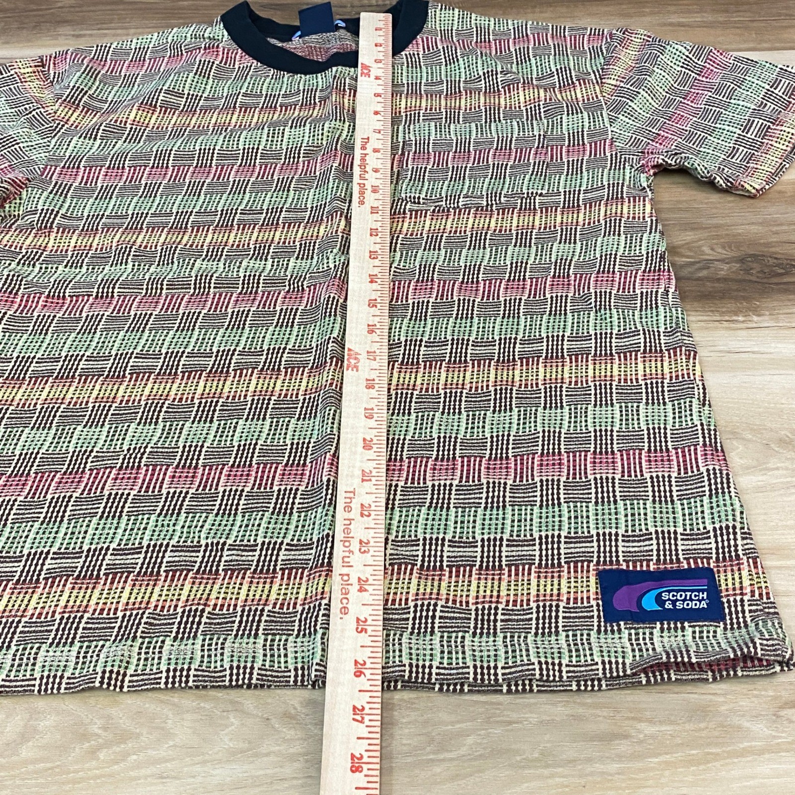 Scotch & Soda Tee Men Small Streetwear 100% Cotton Multi Color Basketweave