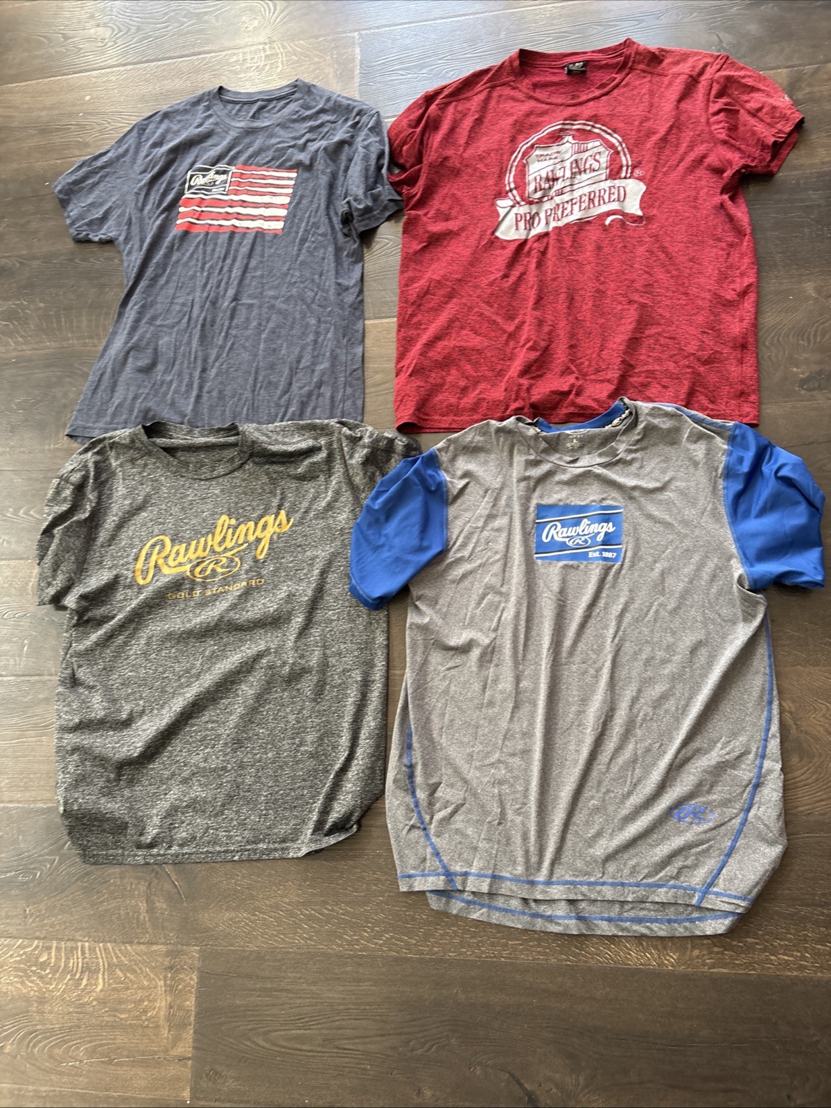 Lot of 4 Rawlings Short Sleeve T-Shirts: 3 Large & 1 XL