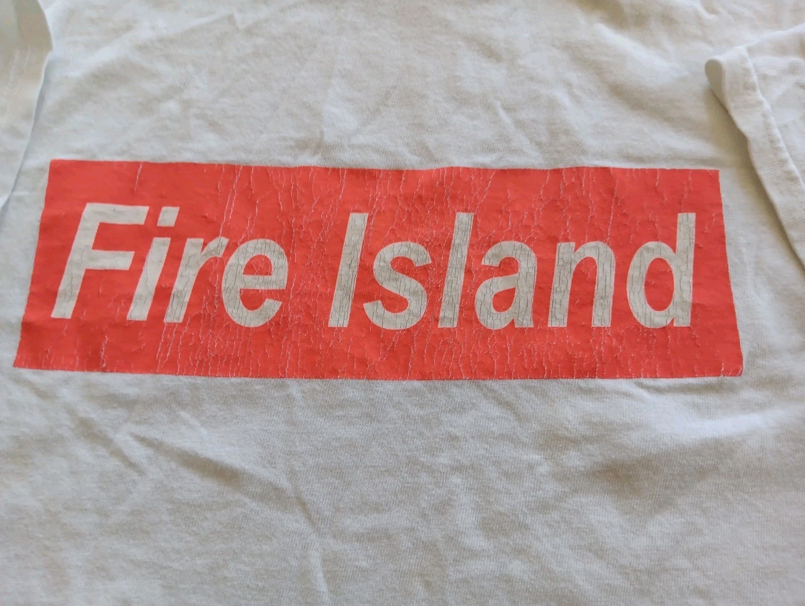 Vintage Fire Island Classic Graphic T-Shirt Interest White Men 2XL Single Stitch
