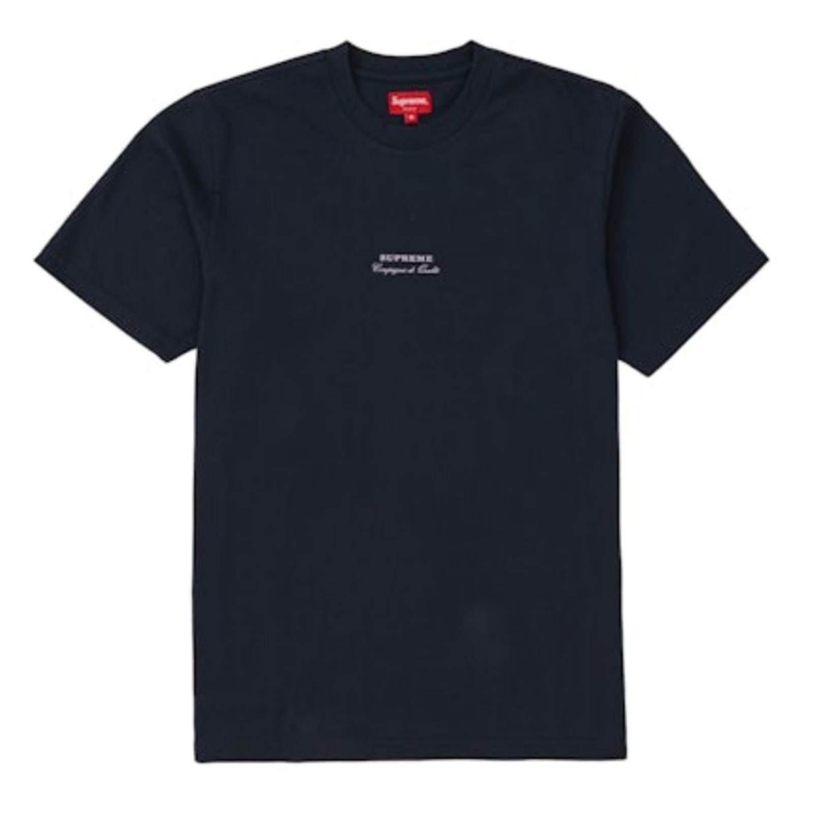 Supreme Qualite Tee Navy SS19 New In Bag Logo Crewneck T-Shirt Medium