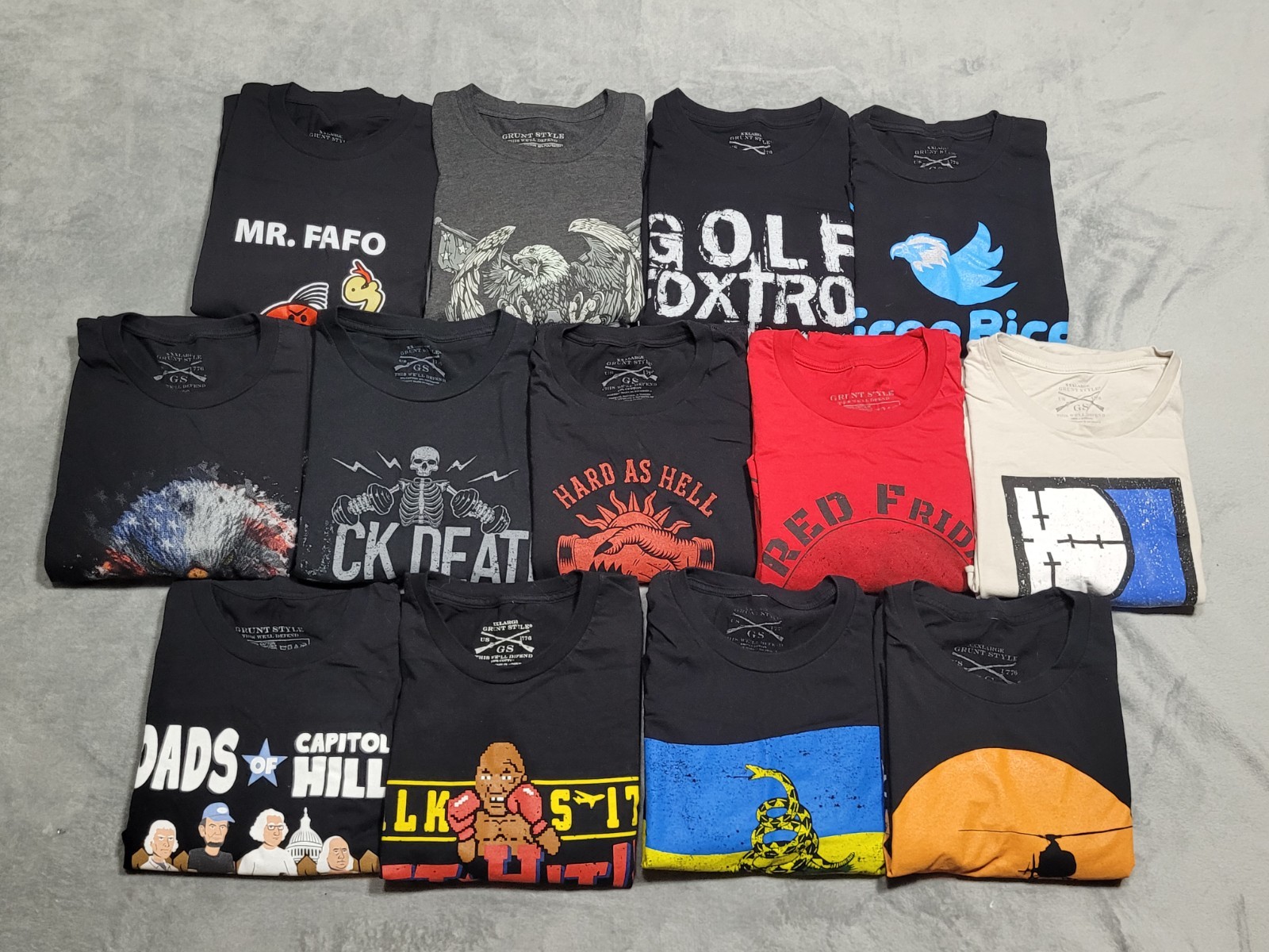 Lot of 13 Grunt Style Nine Line Shirts Size 2XL American Flag Military**See Pics