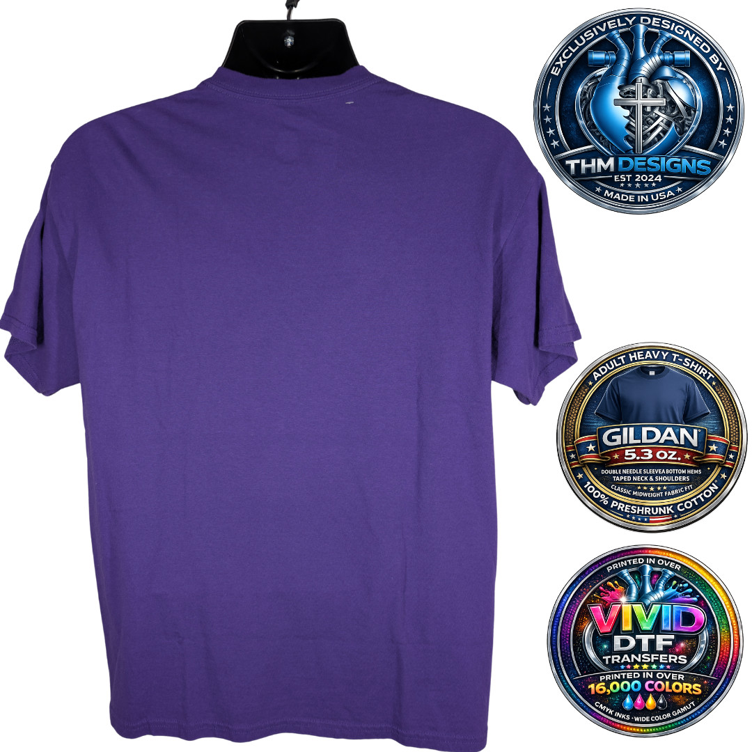 NWT Gildan G500 Purple Froth & Faith Christian Coffee Graphic T-Shirt Adult L