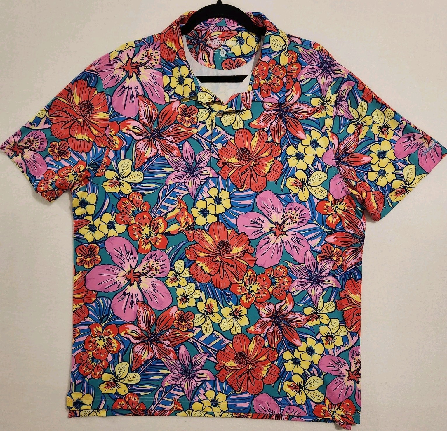 Chubbies Polo Shirt Mens XL The Weekend Has Arrived Floral Tropical Lightweight