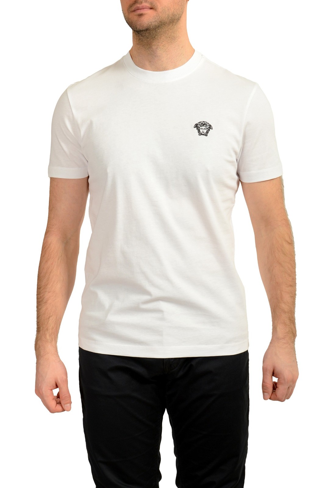 Versace Men’s White Black Medusa Embroidery Short Sleeve T-Shirt US 2XL IT 56