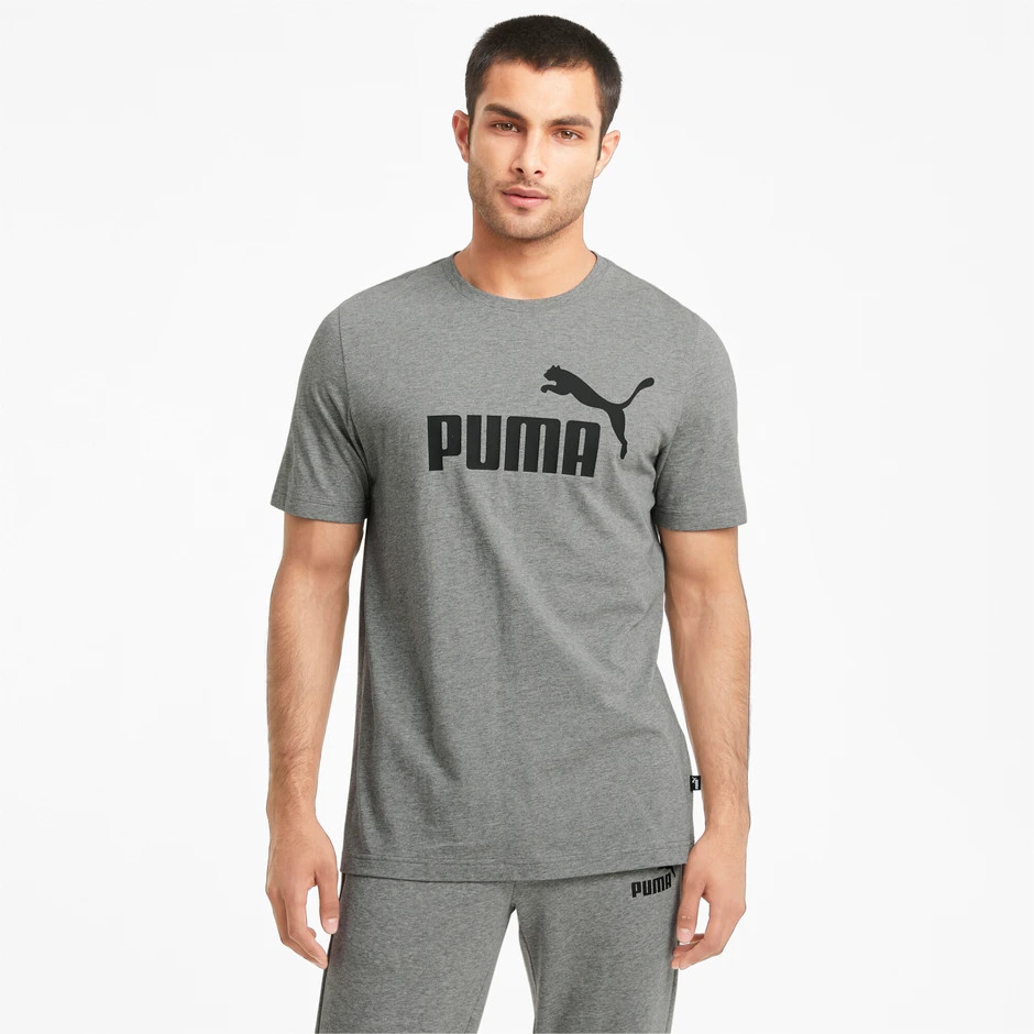 Puma Mens T Shirt Cotton Single Jersey Essential Logo Sports Gym Top Tee S-XXL