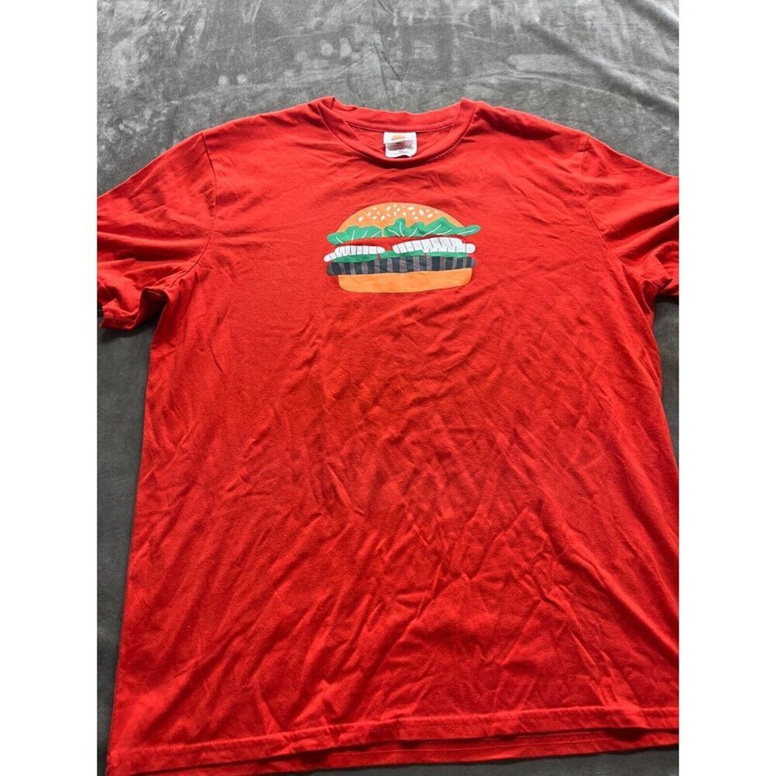 Burger King Whopper T Shirt Work Uniform Employee Orange XL