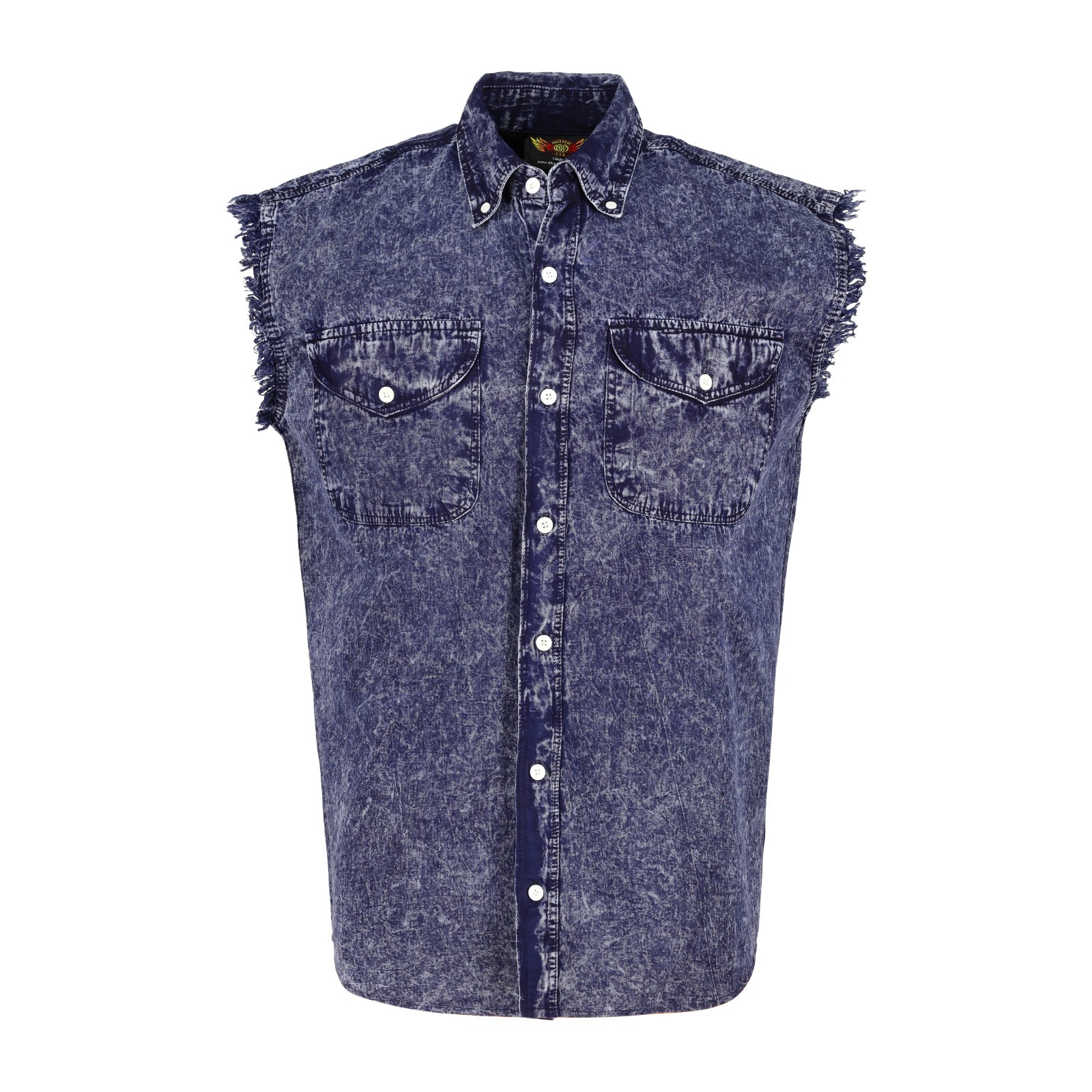 BUTTON-DOWN SLEEVELESS DENIM SHIRTS FOR MEN – 100% COTTON