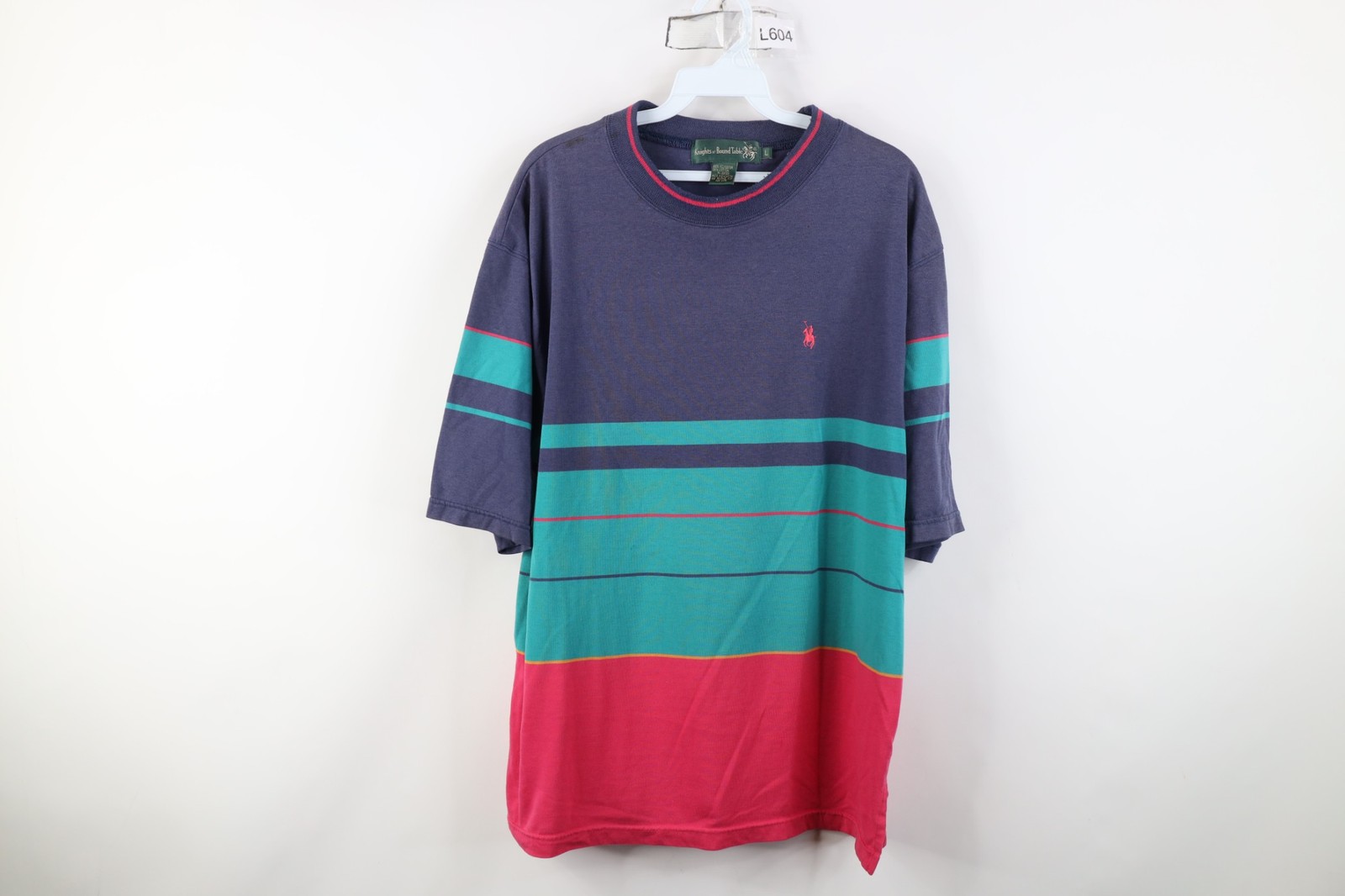 Vintage 90s Streetwear Mens Large Distressed Striped Color Block Knit T-Shirt