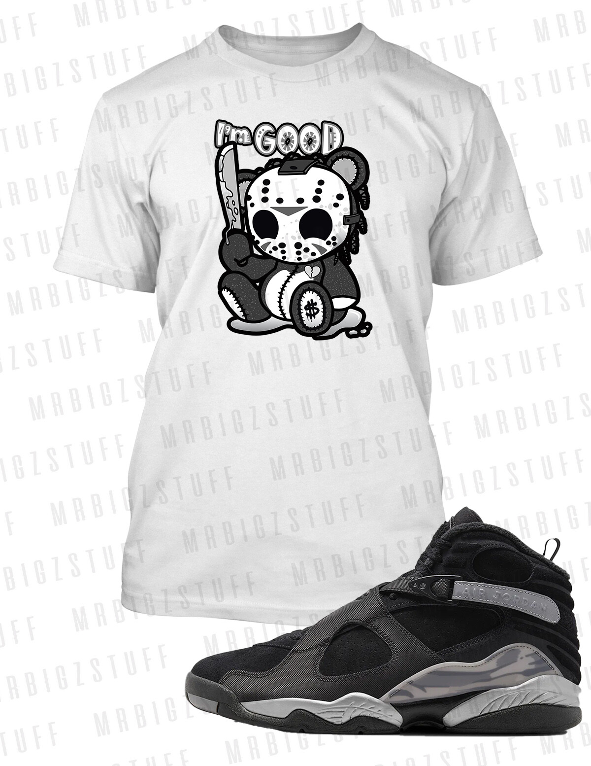 Halloween I’m Good Graphic Big Tall Tee Shirt To Match J8 Gun Smoke Shoe Jason