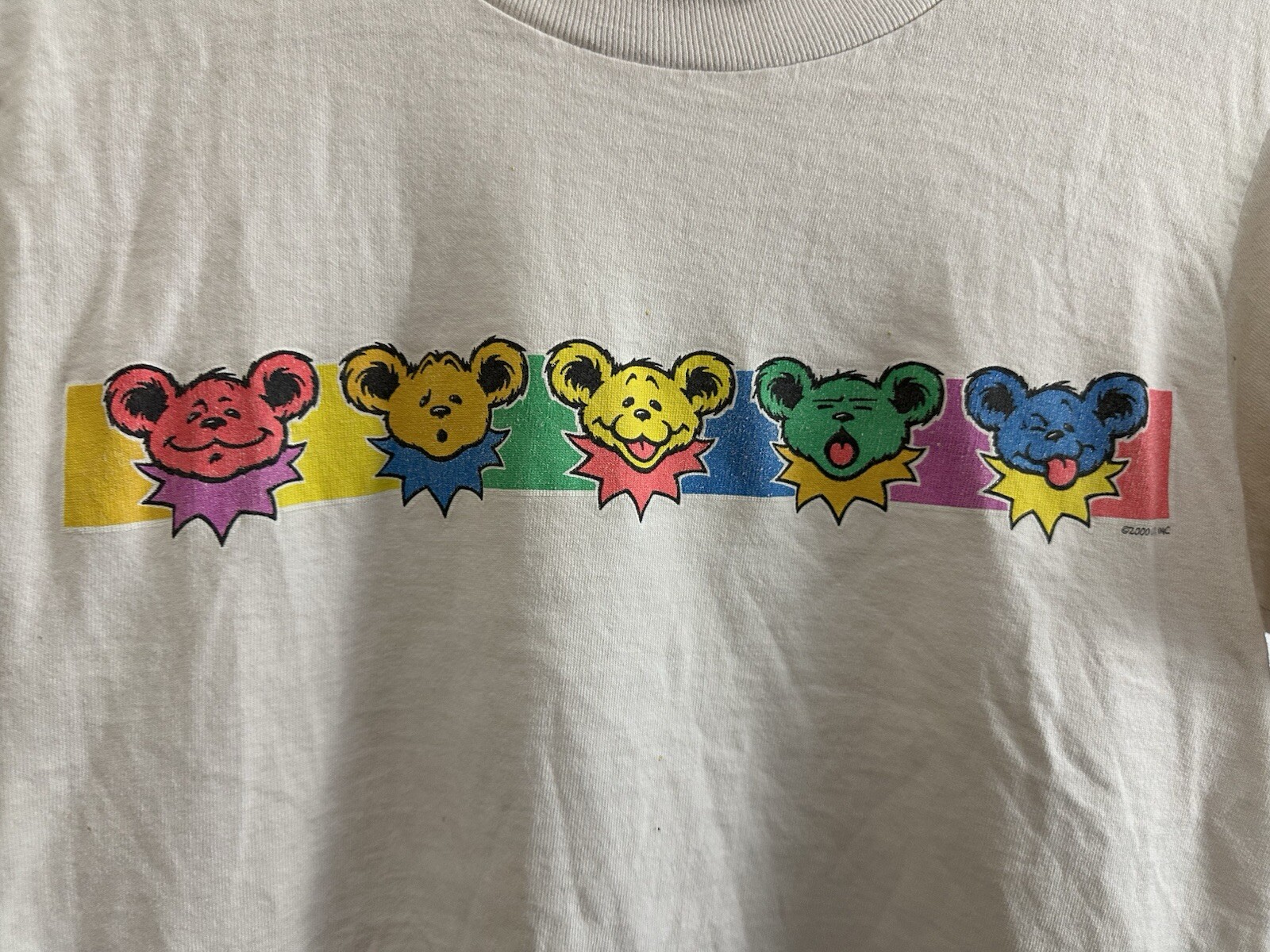VTG Grateful Dead Multi-Colored Bear Box Logo Band T-Shirt Size S