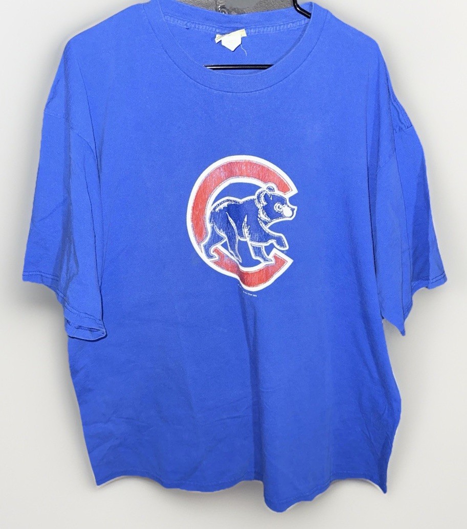 VTG Chicago Cubs T Shirt Adult 2XL XXL Blue Lee Sports Fade Graphic Tee Y2K