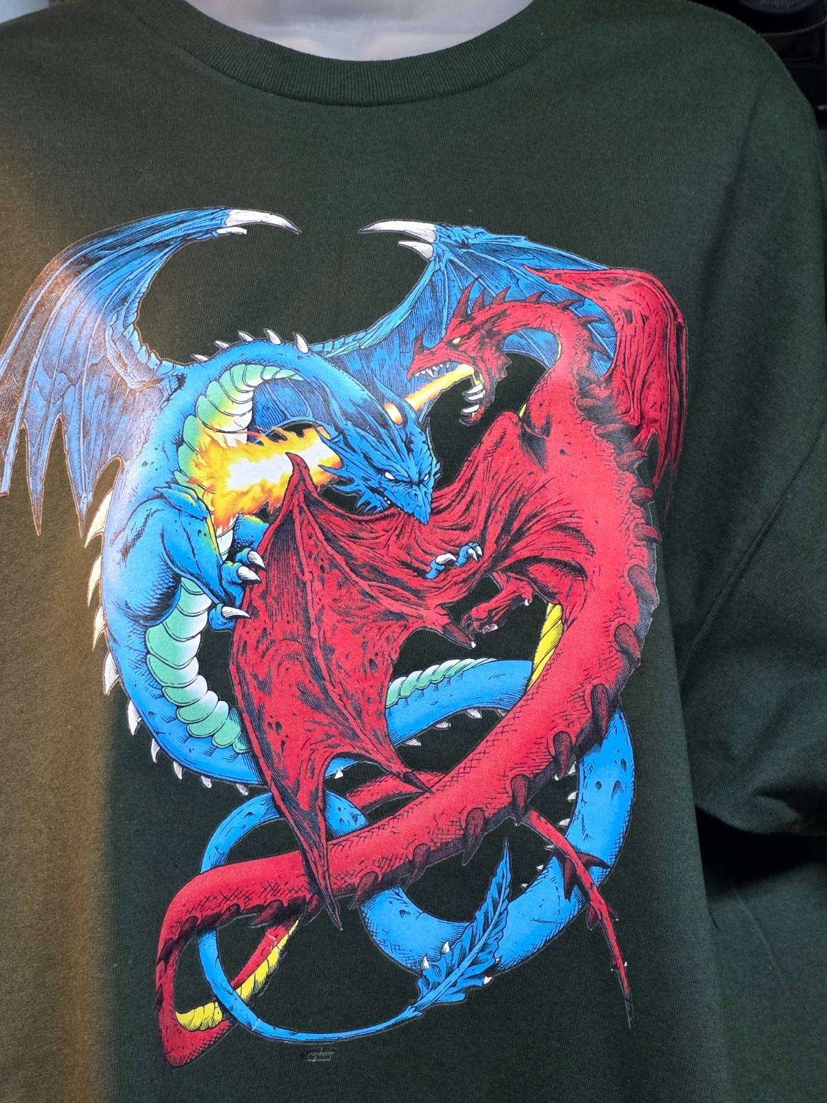 Fantasy Dragons X-Large Forest Green T-Shirt
