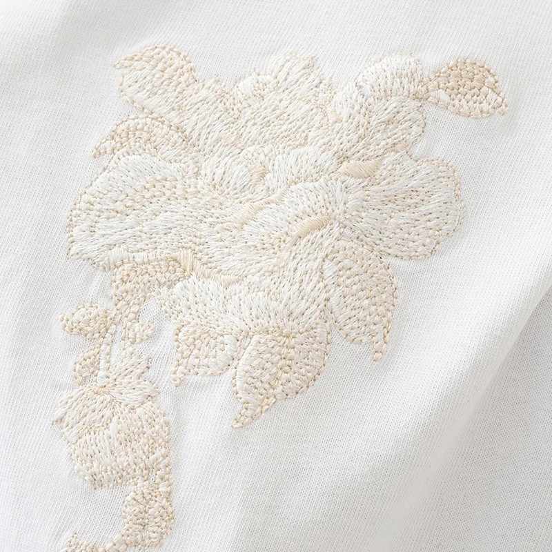 Men’s Dragon Sword Embroidered Cotton Short Sleeve T-Shirt Loose Casual Tee