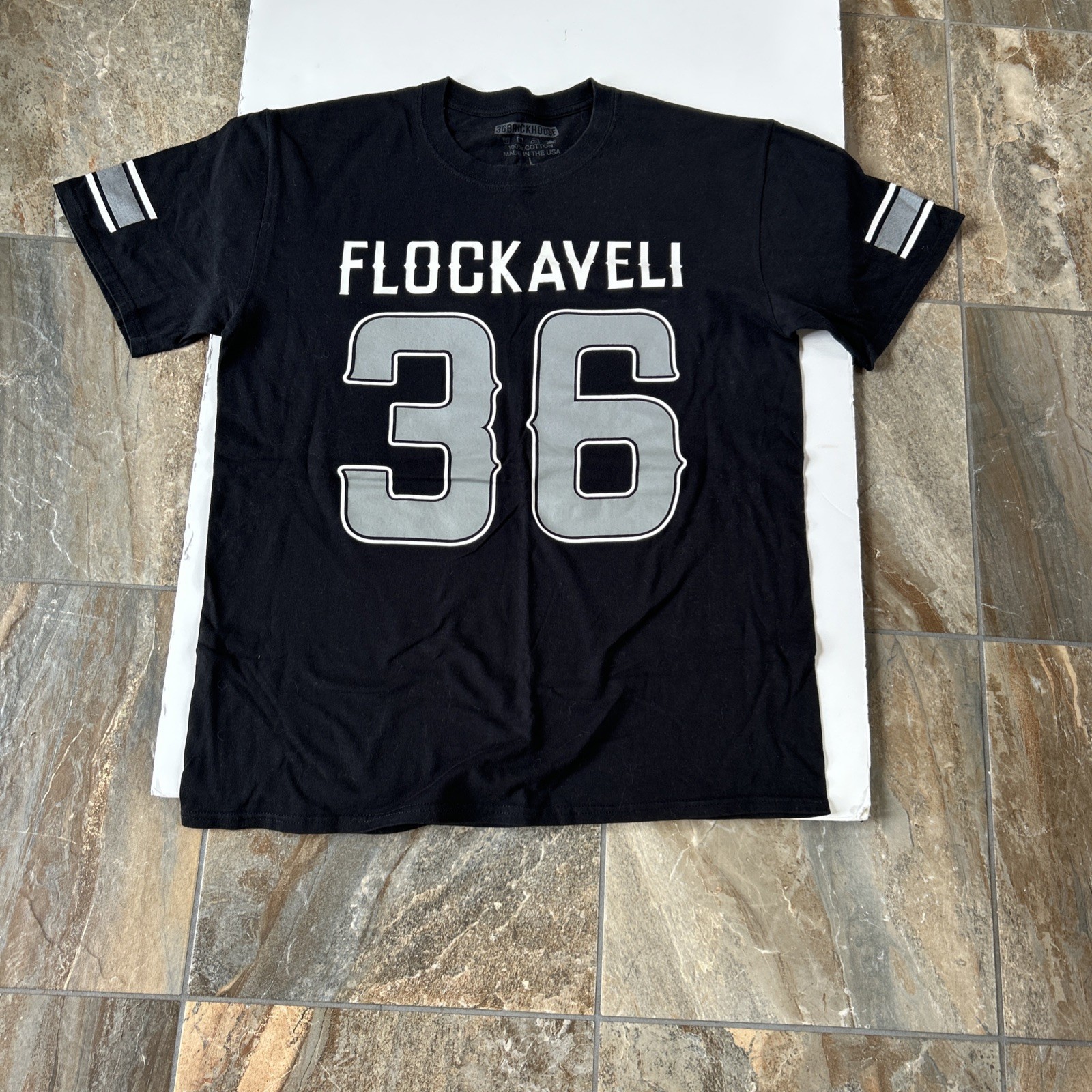 36 Brickhouse FLOCKAVELI 36 Black T Shirt Men’s Large Cotton Made in USA
