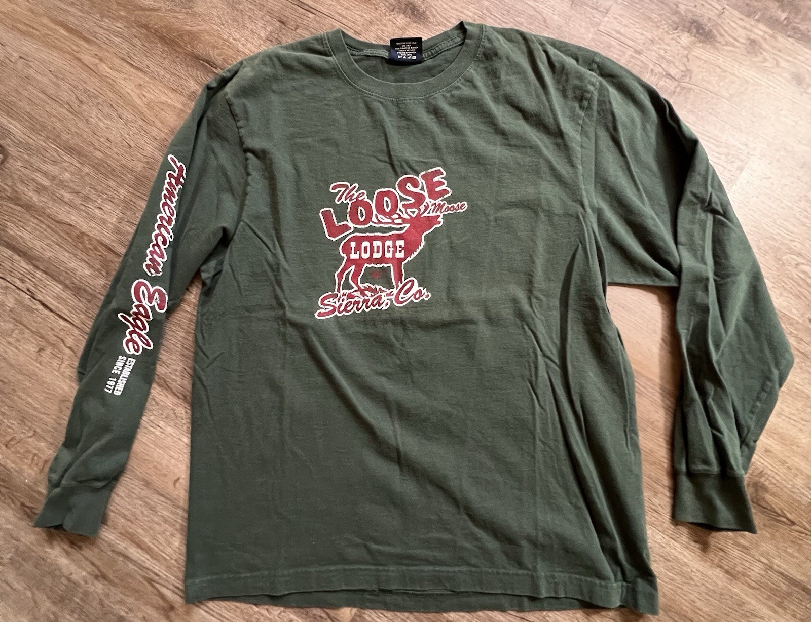 Vintage American Eagle Shirt Adult M Faded Green Moose Lodge Colorado Tee Y2K