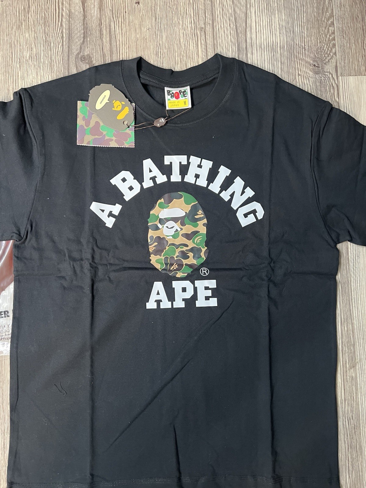 A Bathing Ape BAPE Men’s College Ape Head Logo Graphic Tee Black M SS