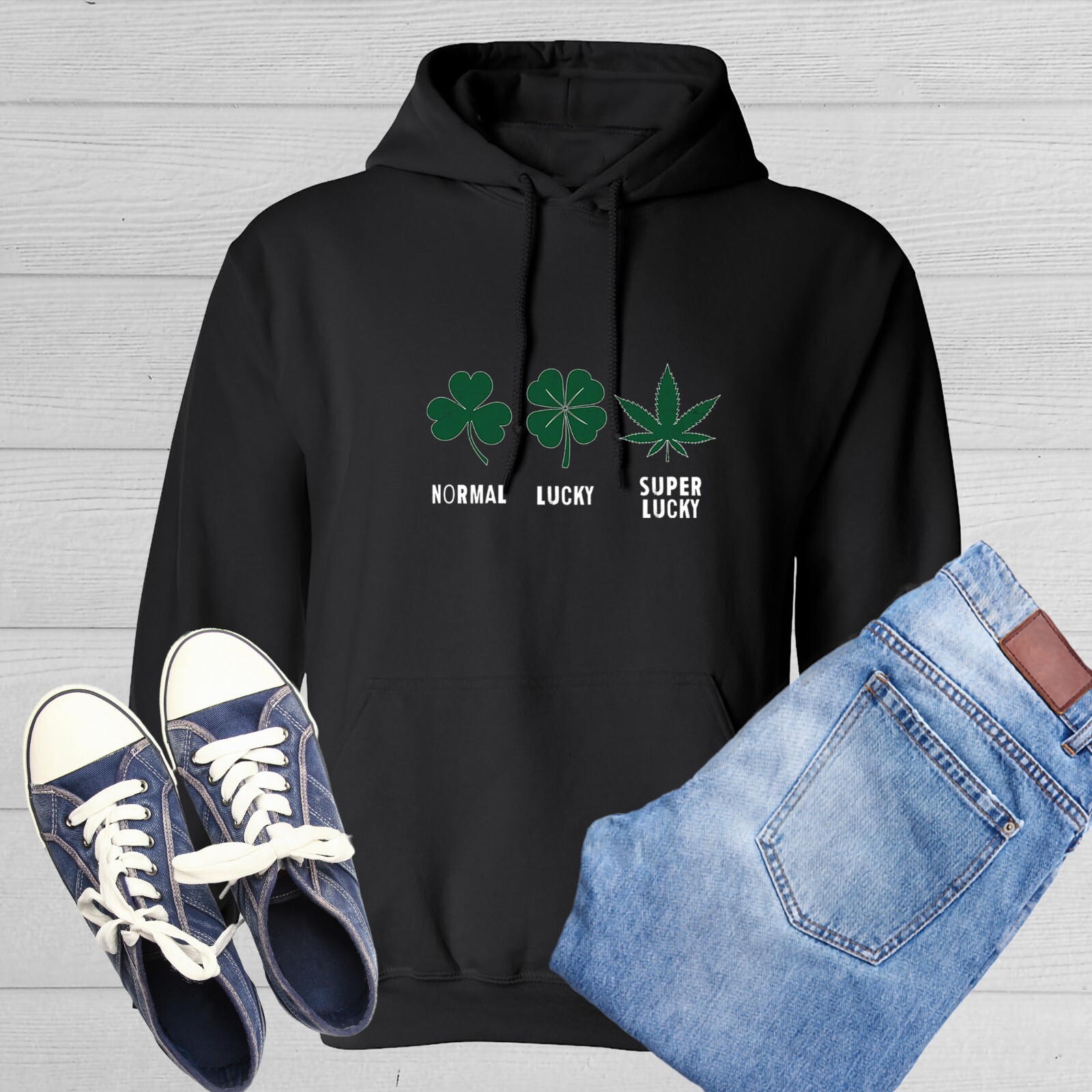 Normal Lucky Super Lucky Graphics Novelty Sarcastic Humor Men’s Hoodies
