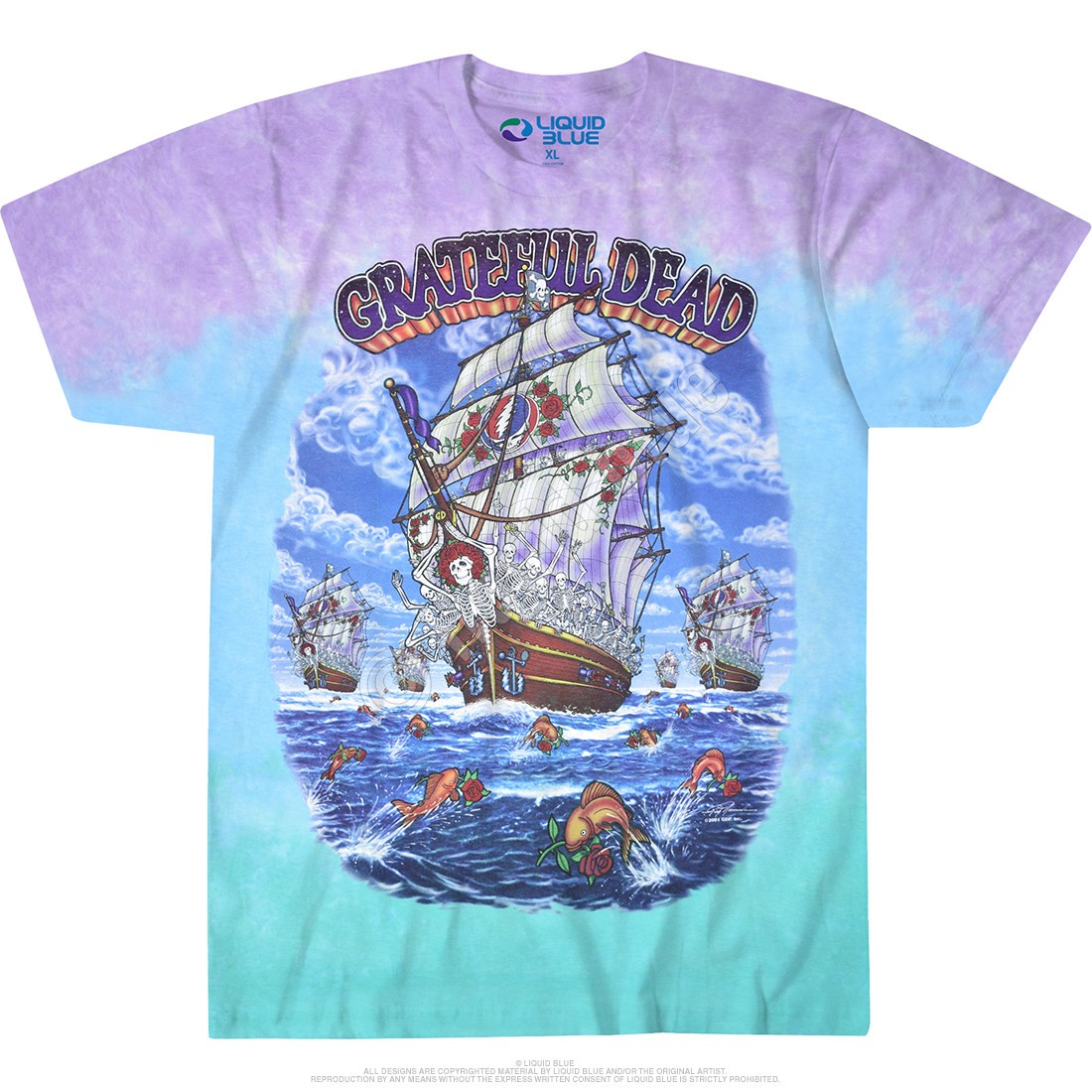 Grateful Dead Ship Of Fools Tie-Dye T-Shirt Liquid Blue