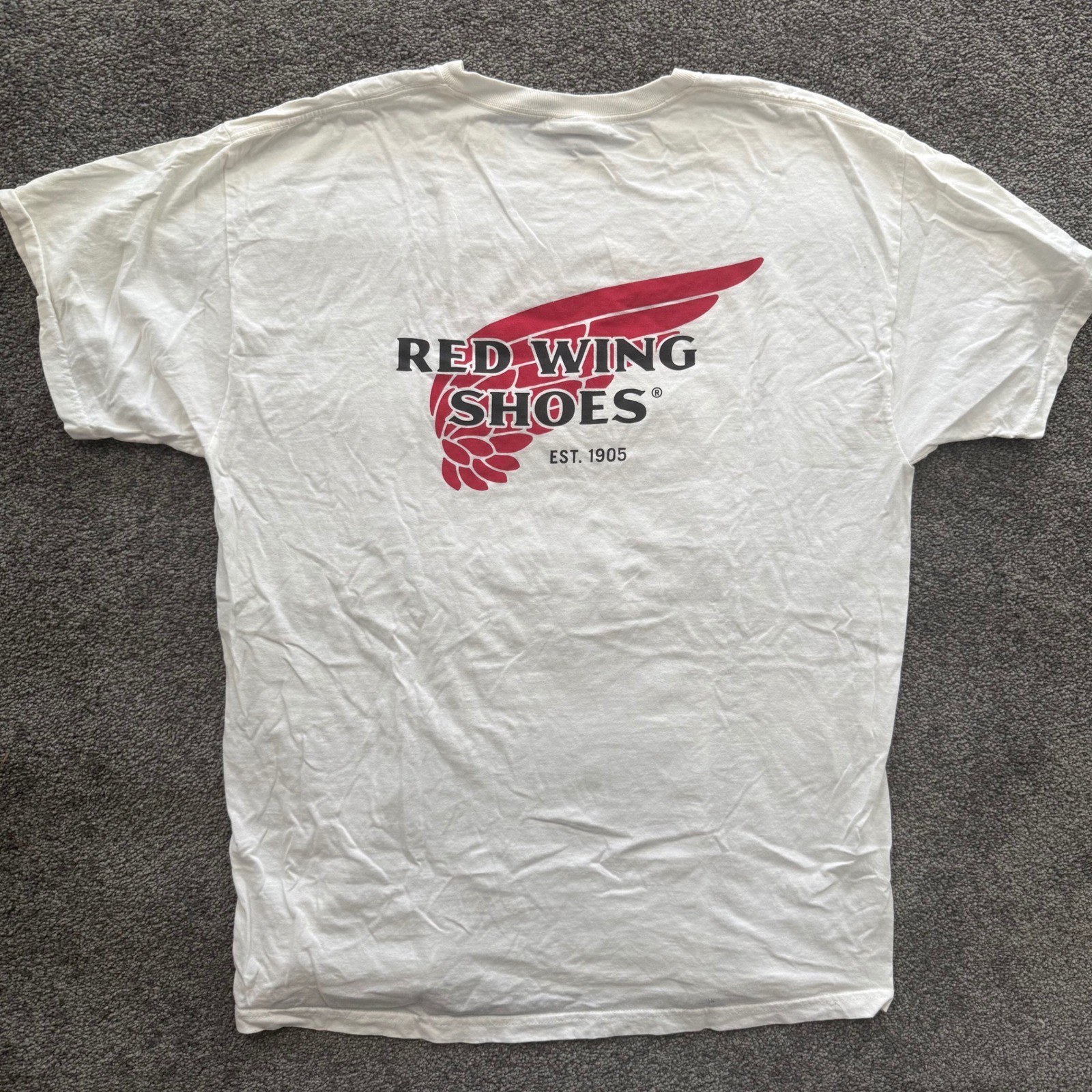 Red Wing Shoes Graphic T-Shirt Mens XL White Fruit of the Loom Heavy HD Cotton