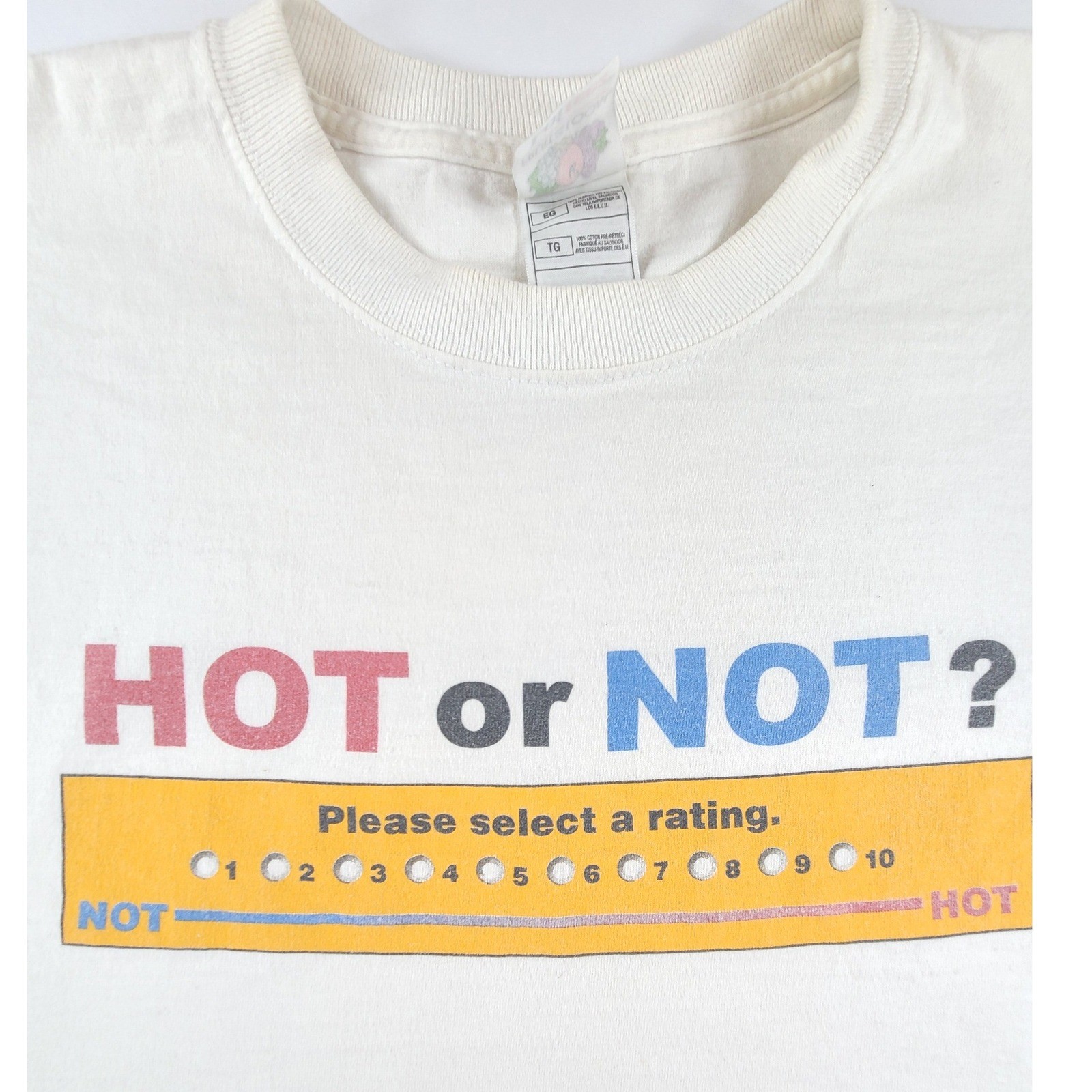 Vintage Fruit of the Loom Lofteez Hot or Not Dot Com T-Shirt Mens XL White Y2K
