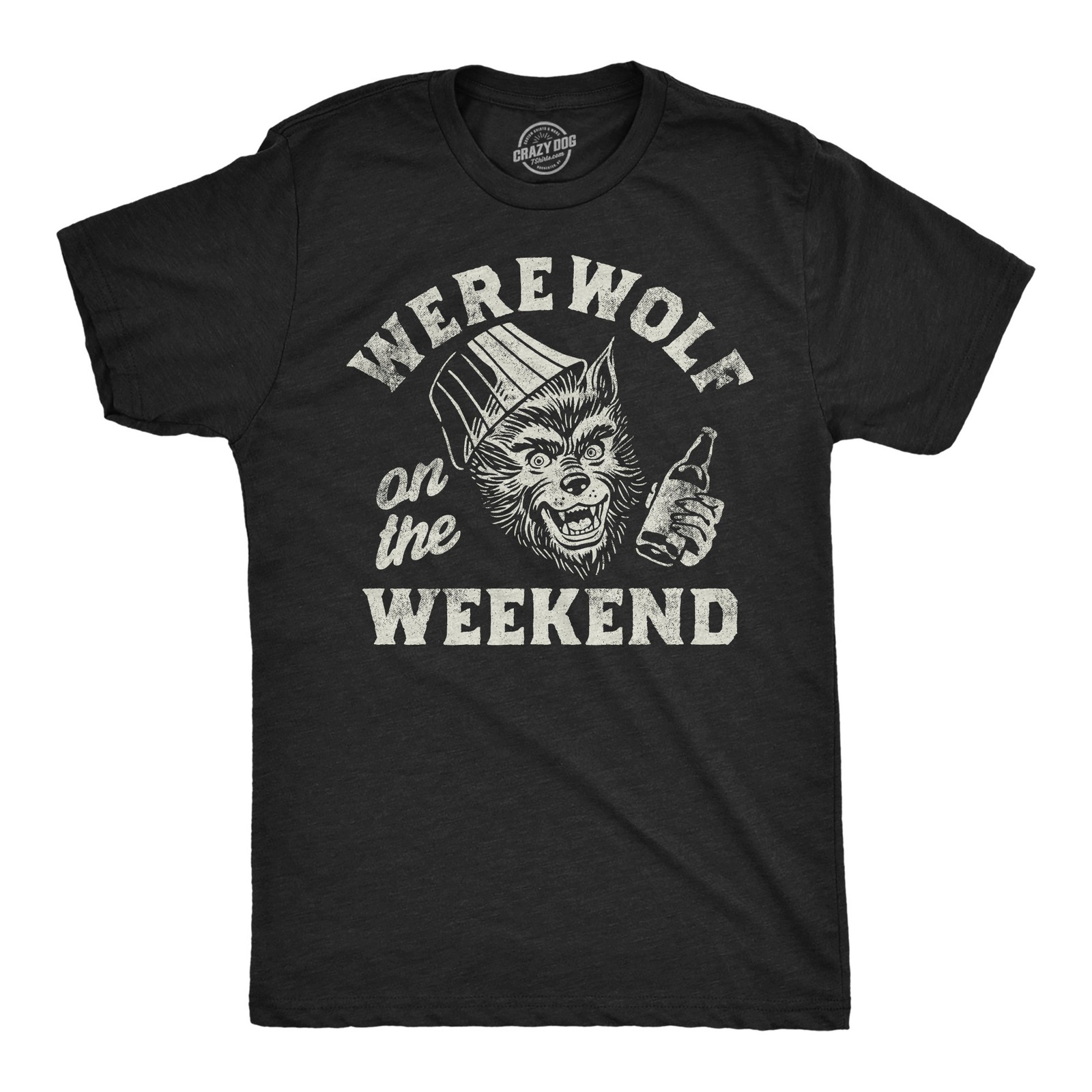 Mens Funny T Shirts Werewolf On The Weekend Sarcastic Halloween Party Animal Tee