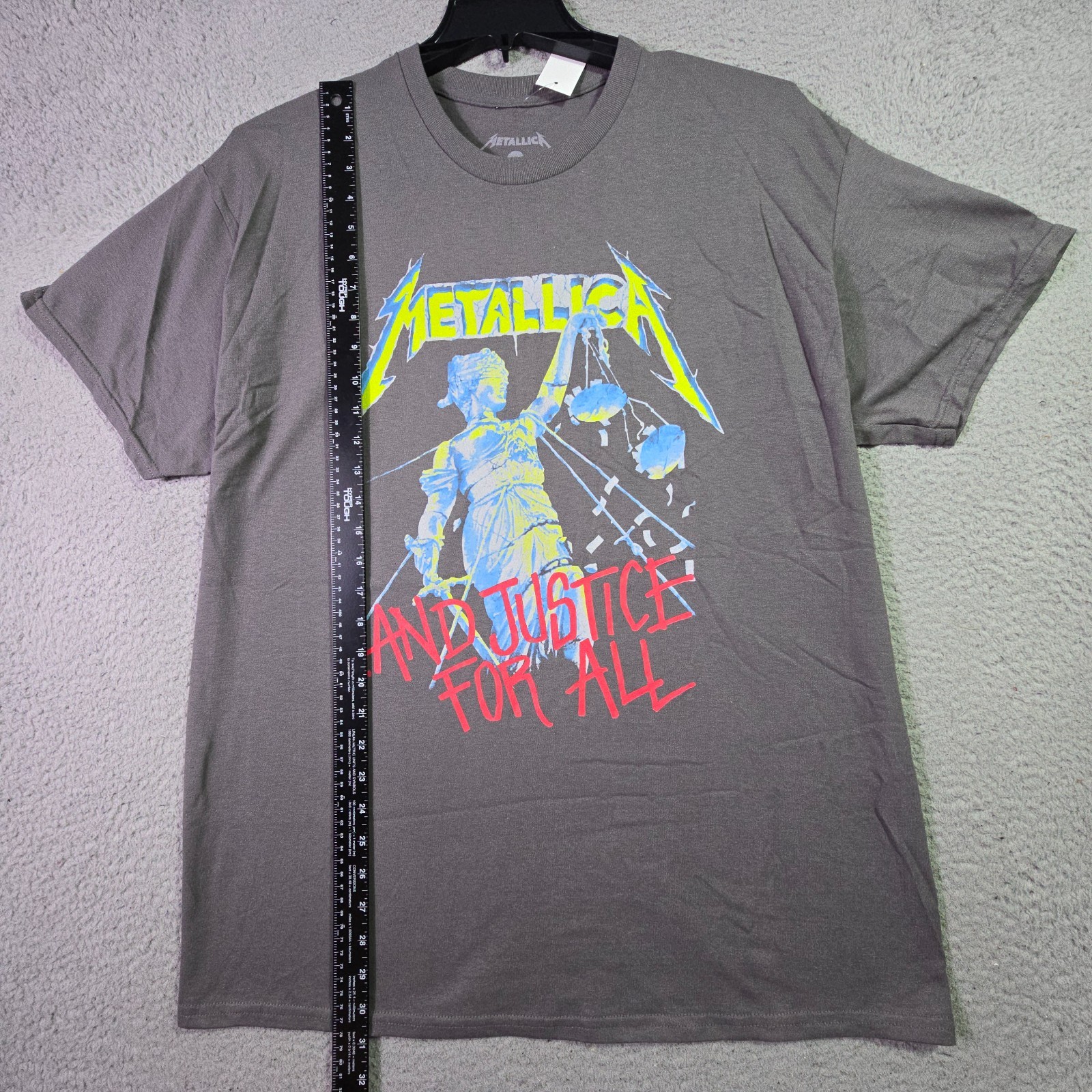 Metallica Shirt Mens XL Gray Justice For All Album Metal Rock Music Concert NWT