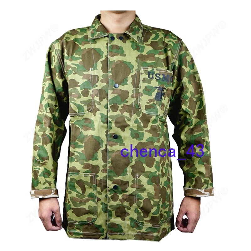WWII US Army Solider USMC Pacific Camo Jacket Cotton Reversible Coat Casual Tops