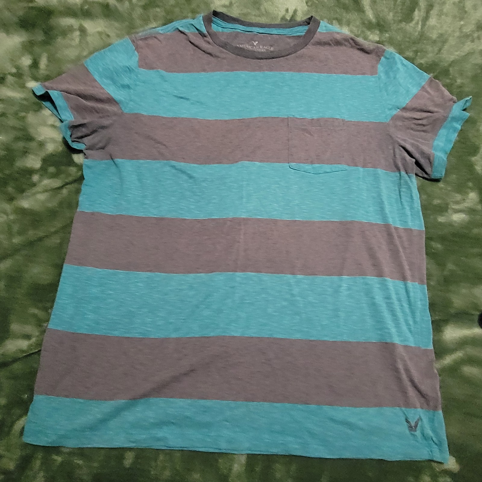 Vintage Y2K American Eagle Outfitters Mens Pocket T Shirt Size XL Teal/Grey