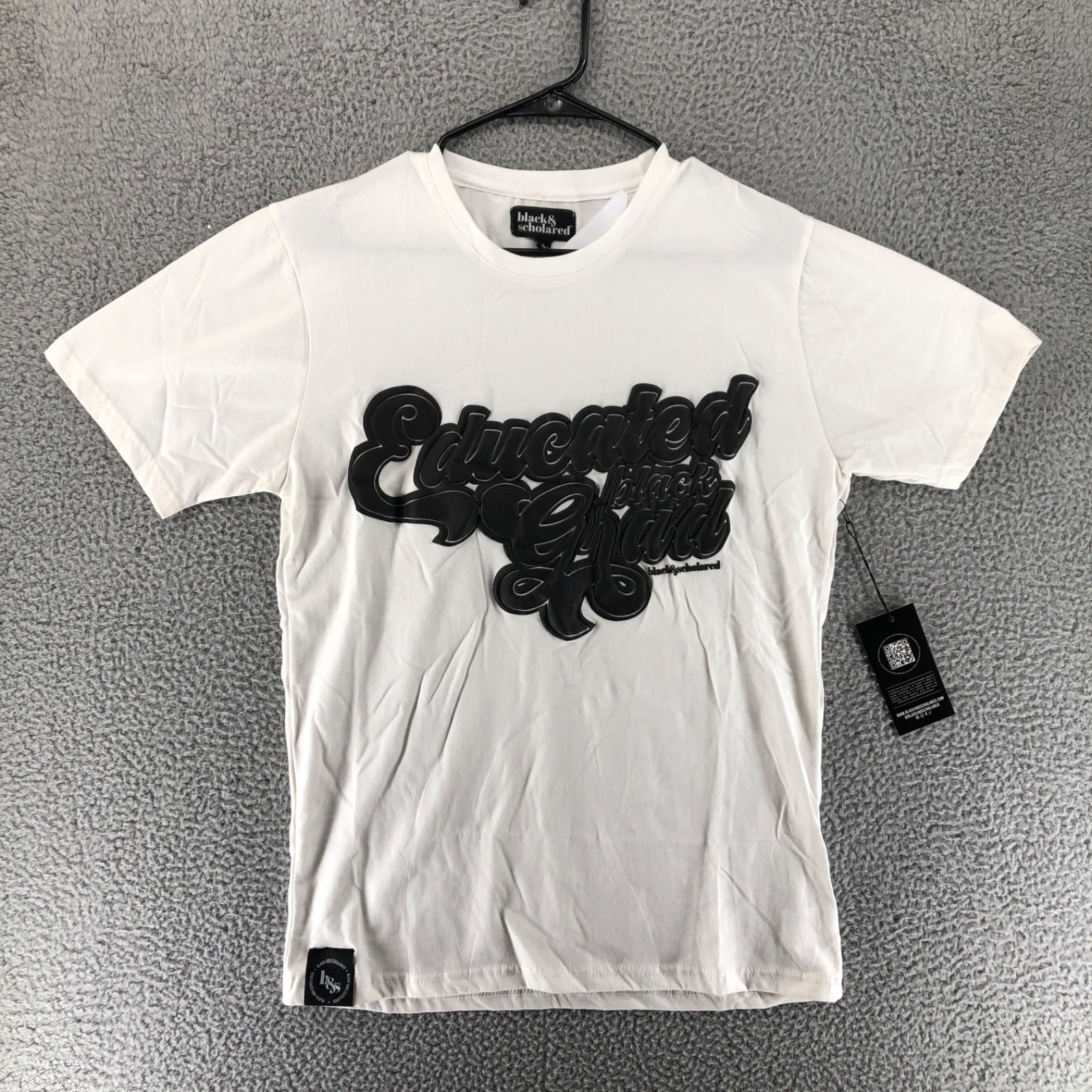 Black & Scholared Men’s Size S Shirt Black and White Educated Black Grad