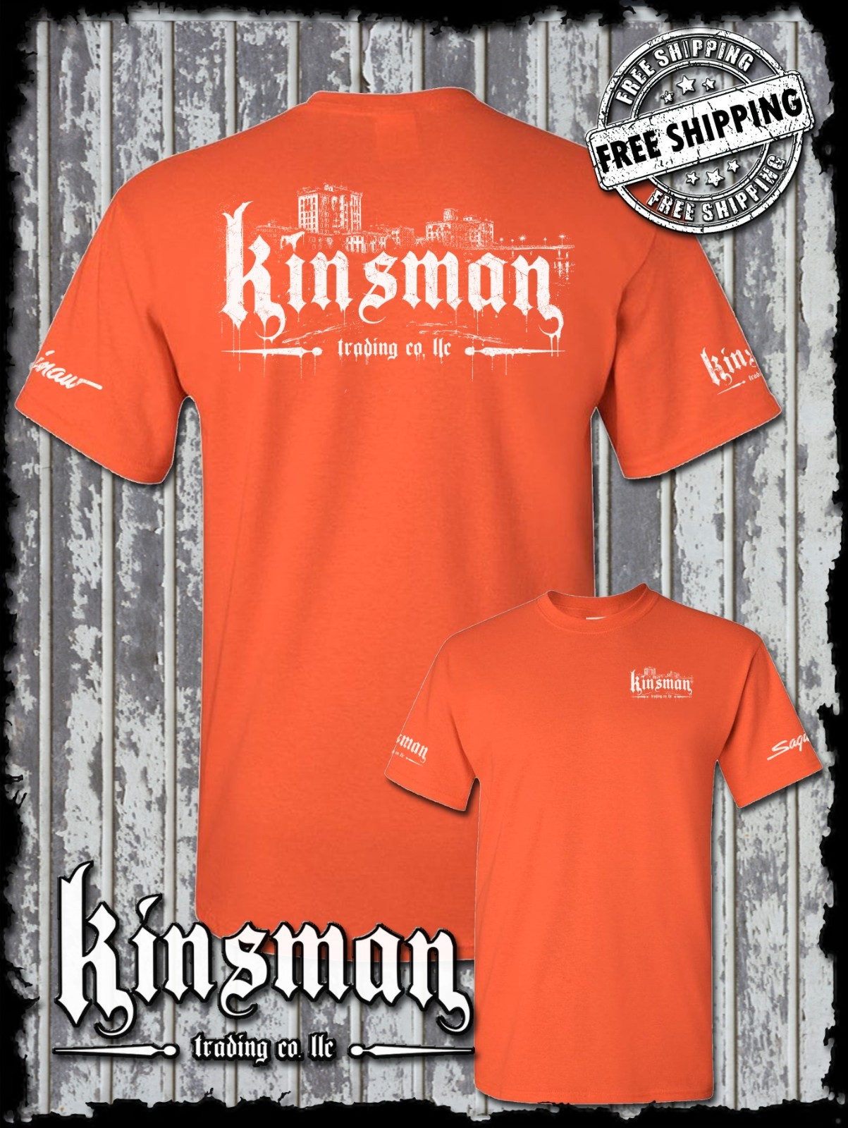 Kinsman Trading Co. LLC Saginaw City Logo 2-Sided T-Shirt Michigan